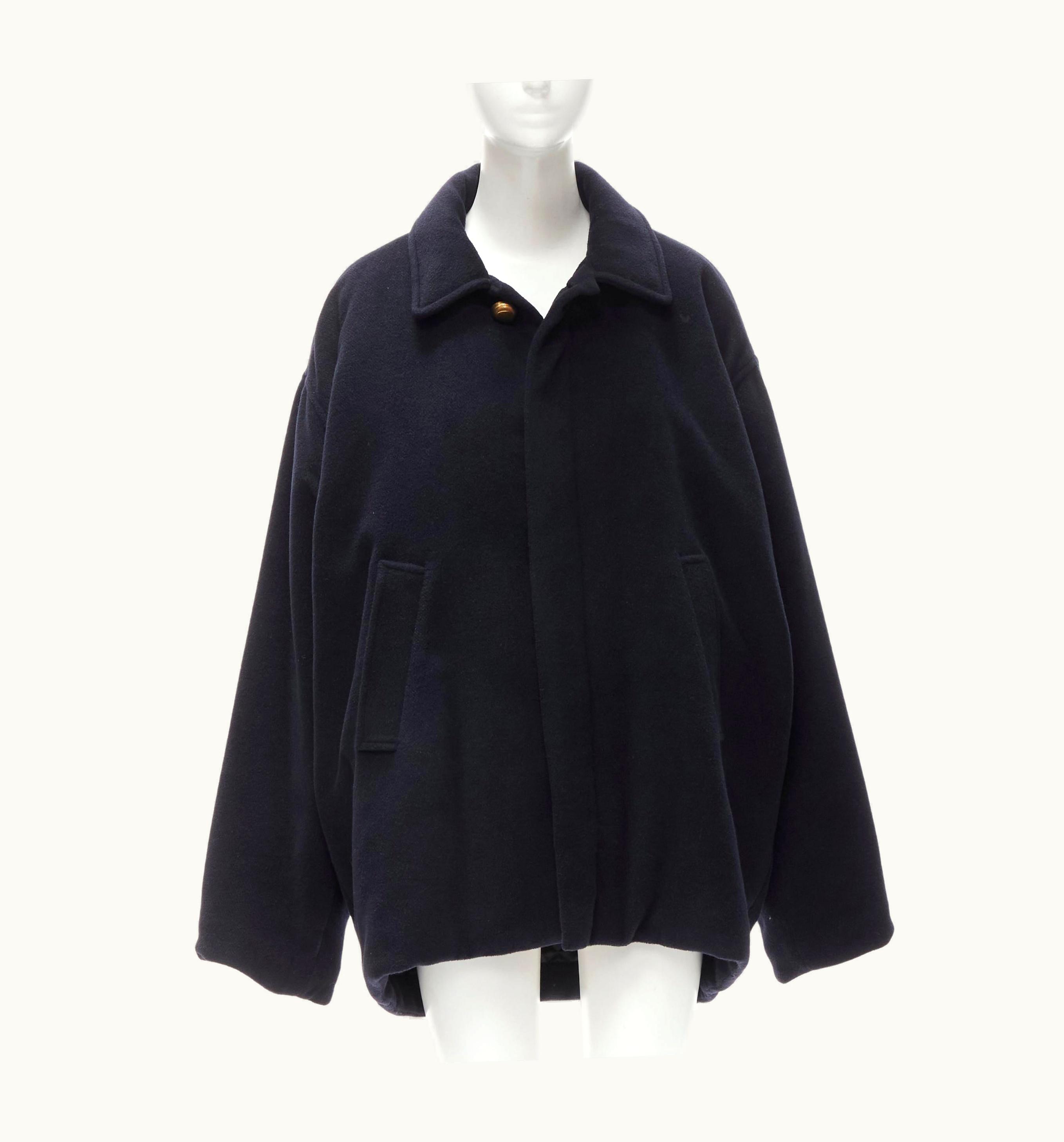 Balenciaga Balenciaga Demna 2019 Navy Camel Gold Button Oversized Cocoon Coat