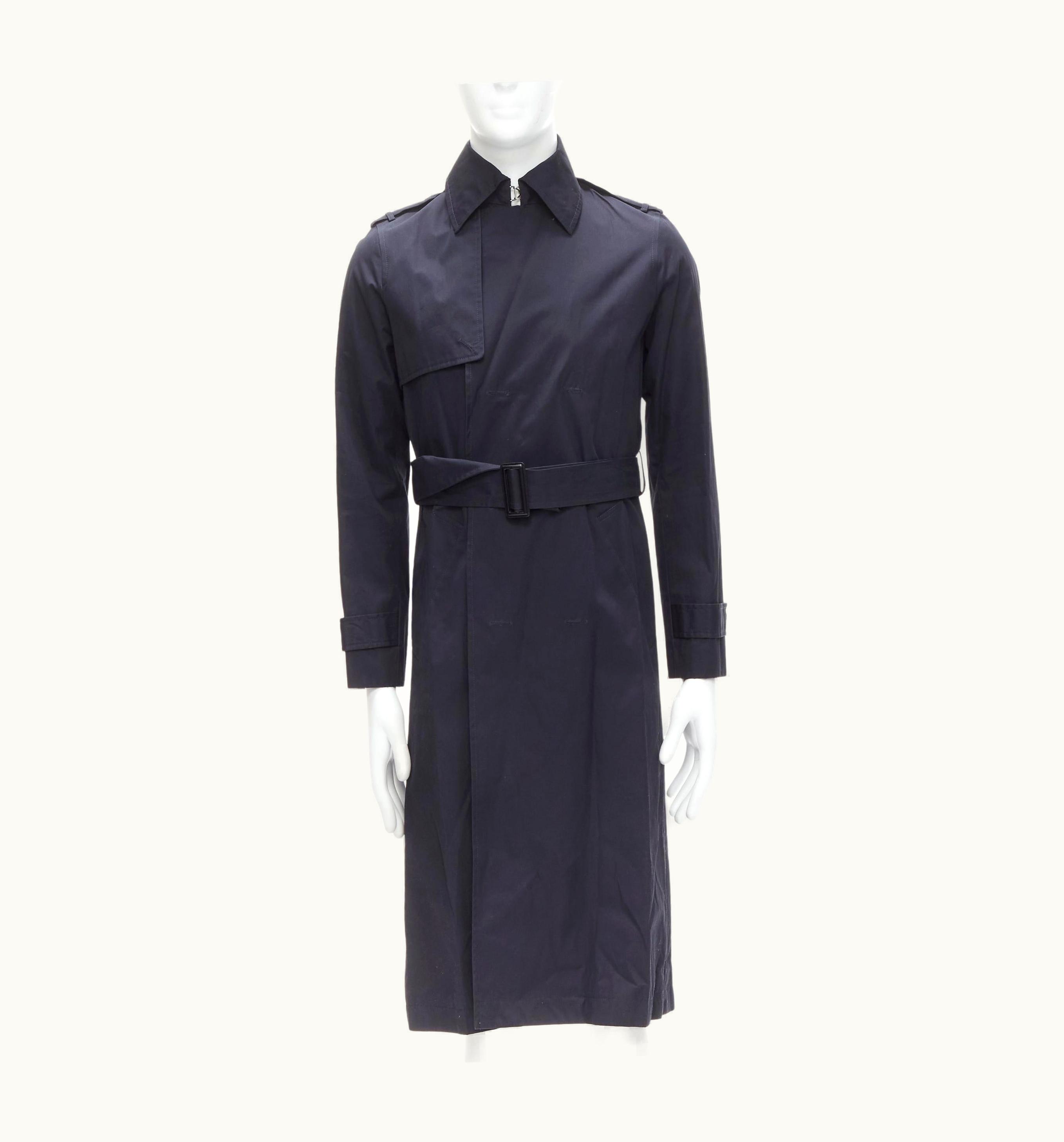 Balenciaga Balenciaga Demna 2016 Navy Cotton Closed Button Holes Belted Trench Coat