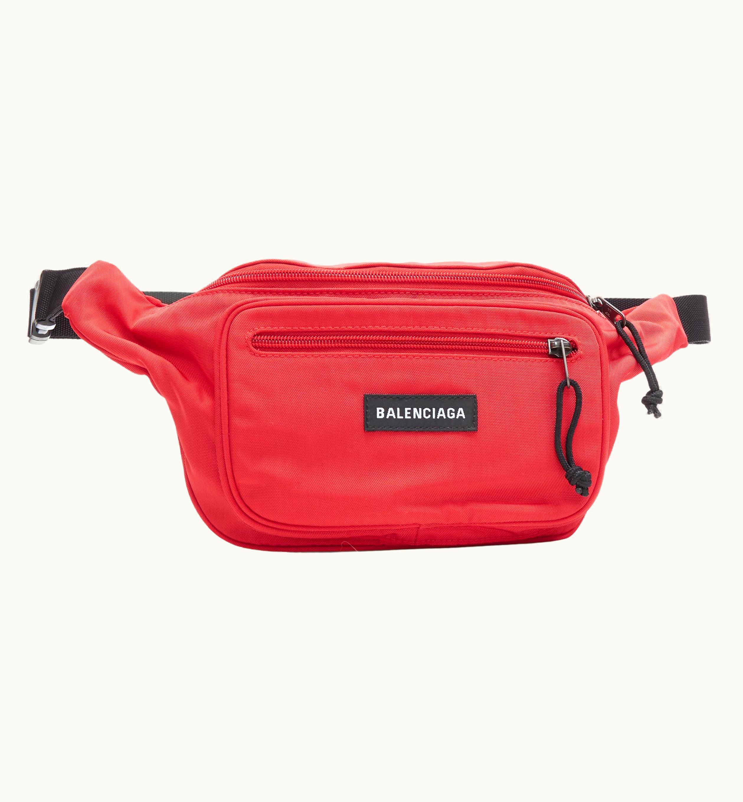 Balenciaga Balenciaga Explorer Red Nylon Logo Dual Pocket Waist Belt Pack Crossbody Bag UZ0588865