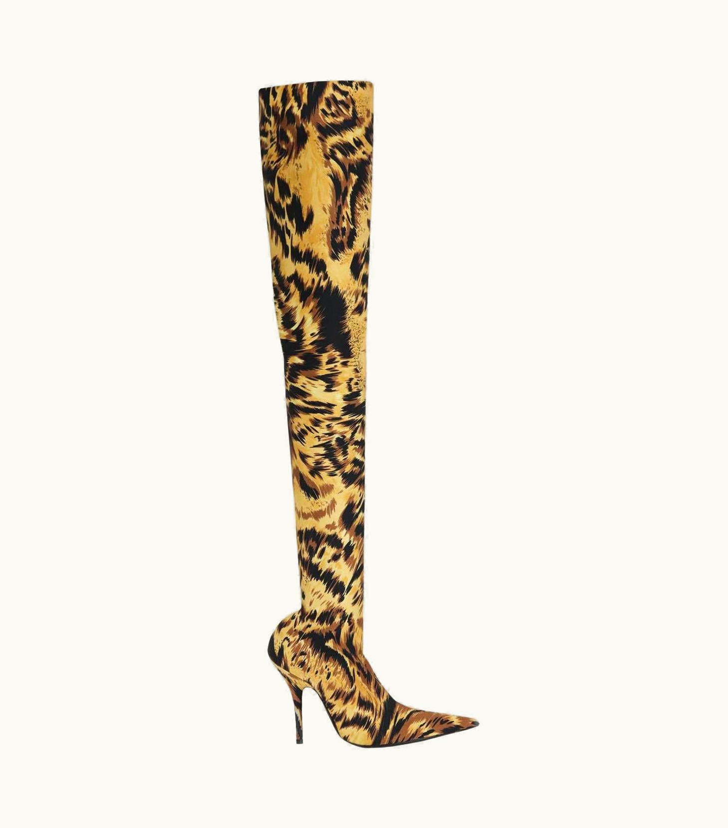 Balenciaga Balenciaga Knife Printed Stretch Jersey Over The Knee Boots Eu 37.5
