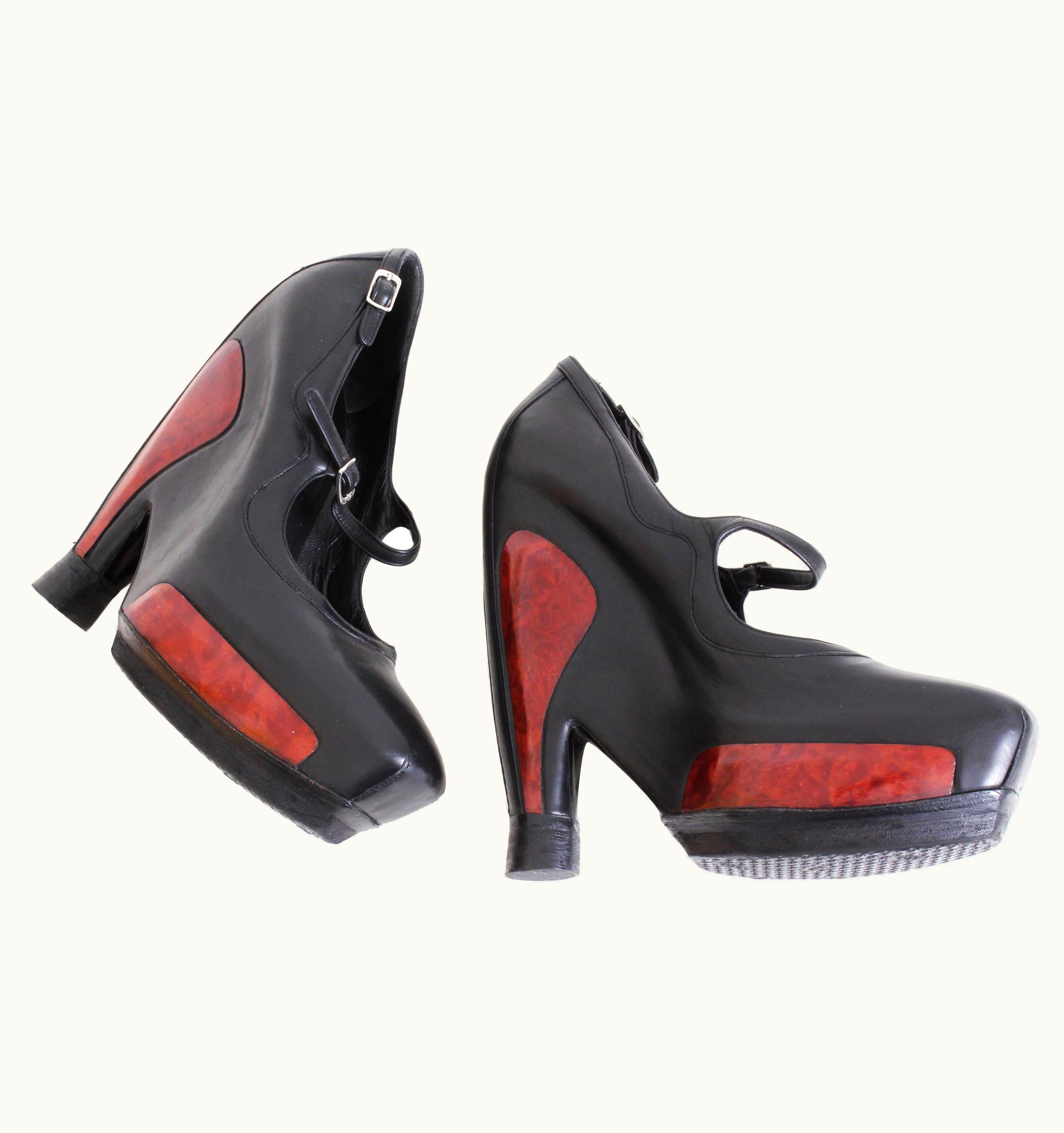 Balenciaga Balenciaga Nicolas Ghesquière Mary Jane Platforms Wood Black Leather AW