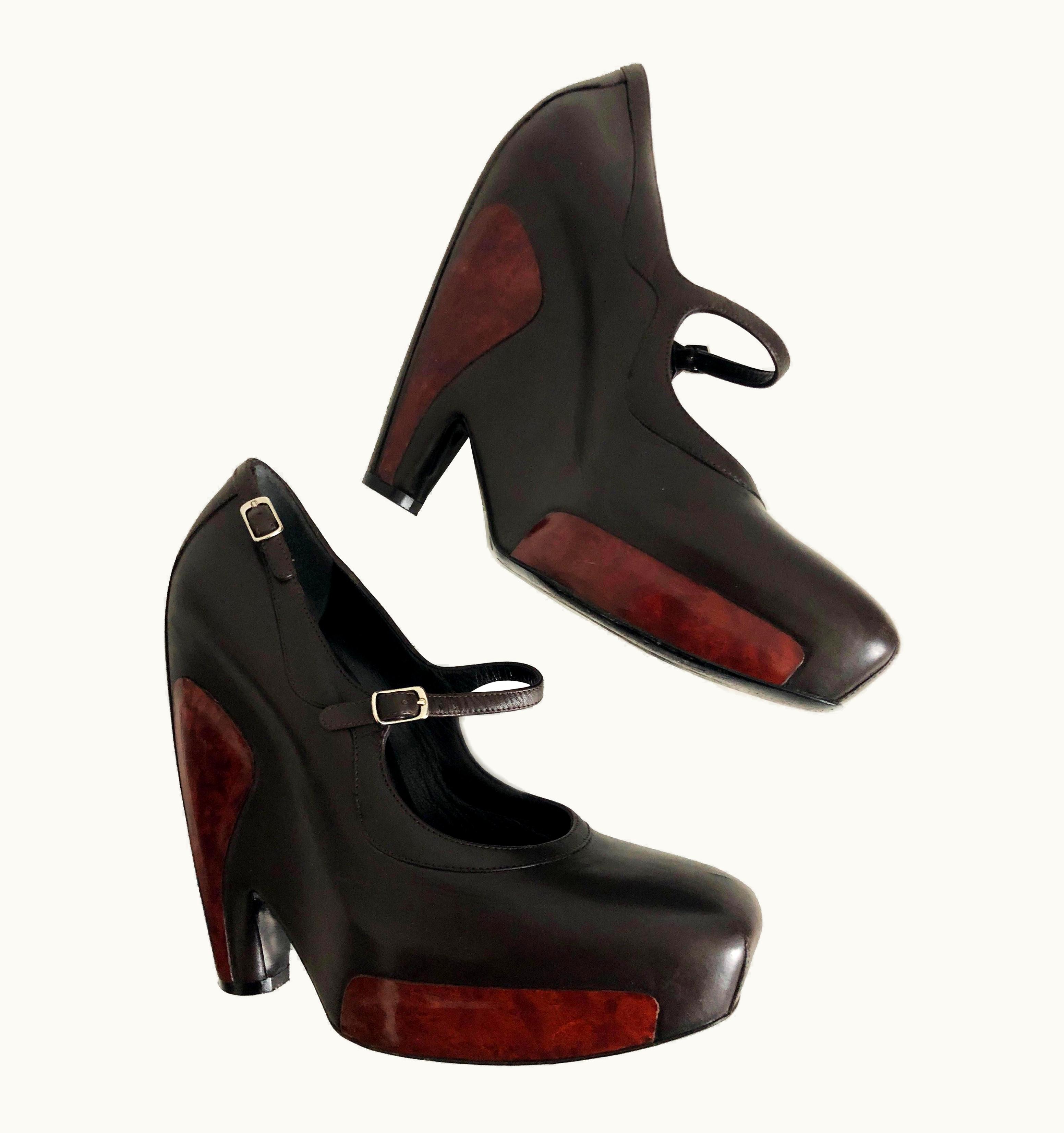 Balenciaga Balenciaga Nicolas Ghesquière Mary Jane Platforms Wood Leather 2006