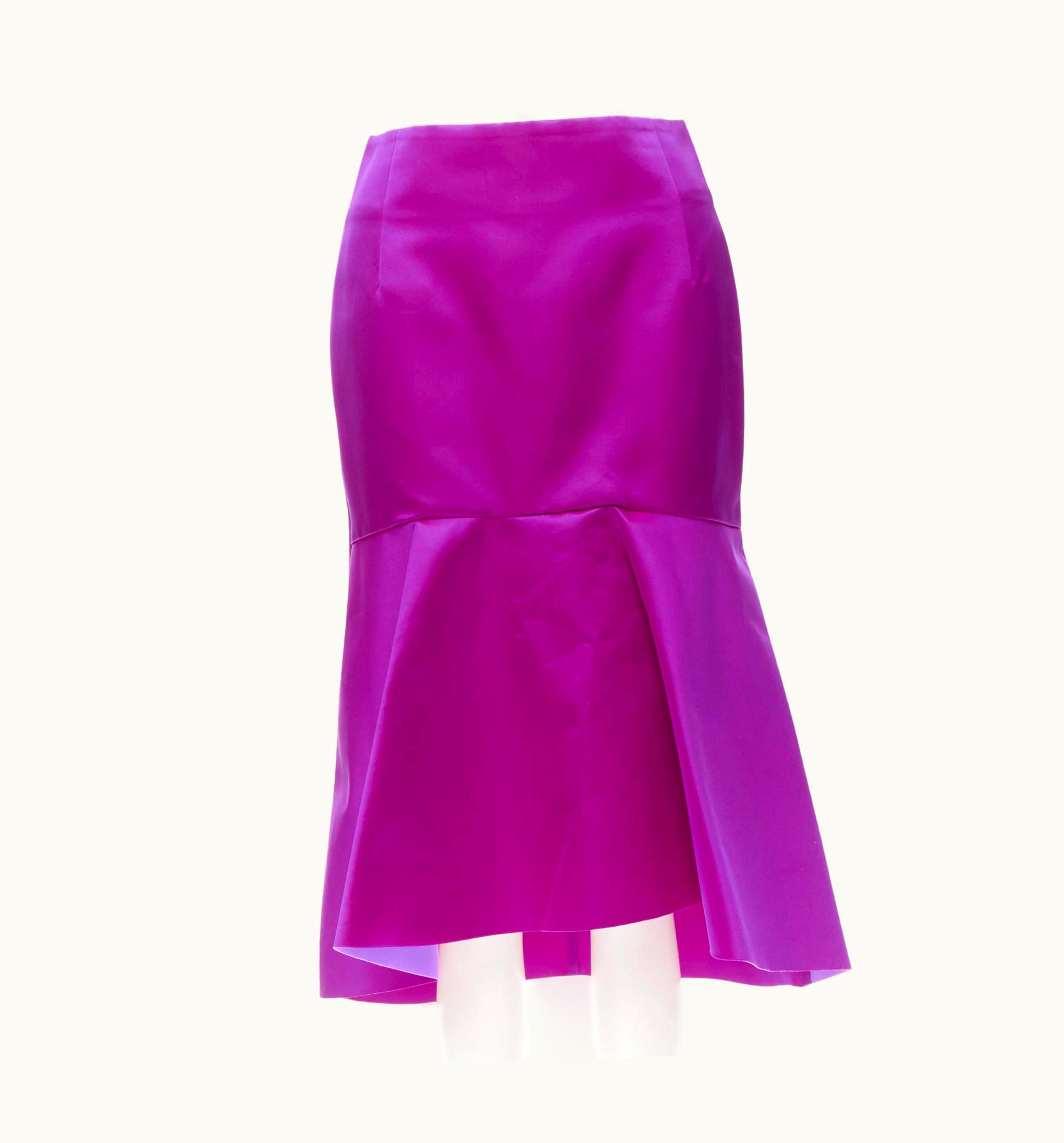 Balenciaga Balenciaga Demna 2019 Runway Pink Satin High Godet Kick Flare Skirt