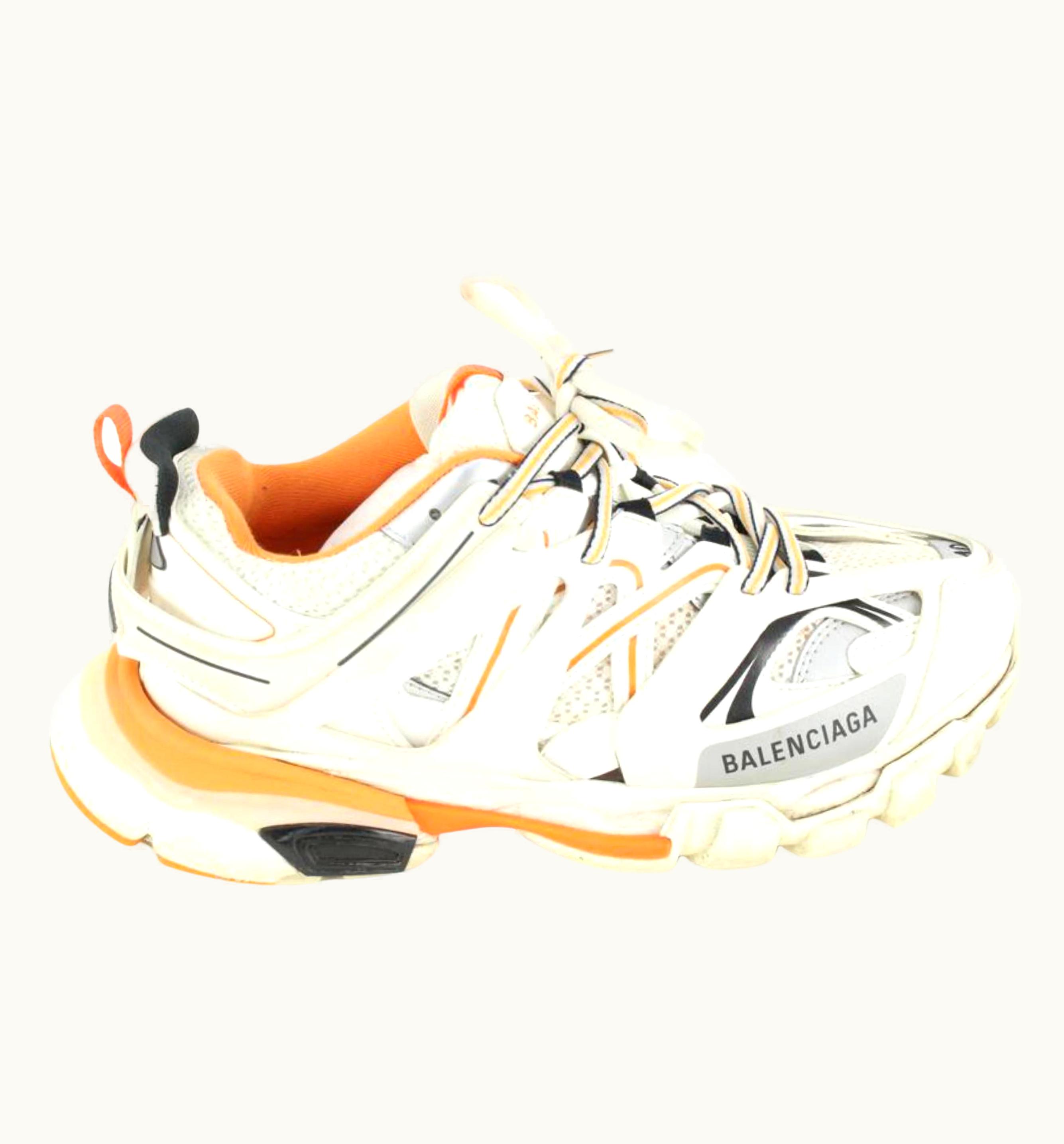 Balenciaga Balenciaga Men' Or White Orange Trainer Lace Up Sneaker C
