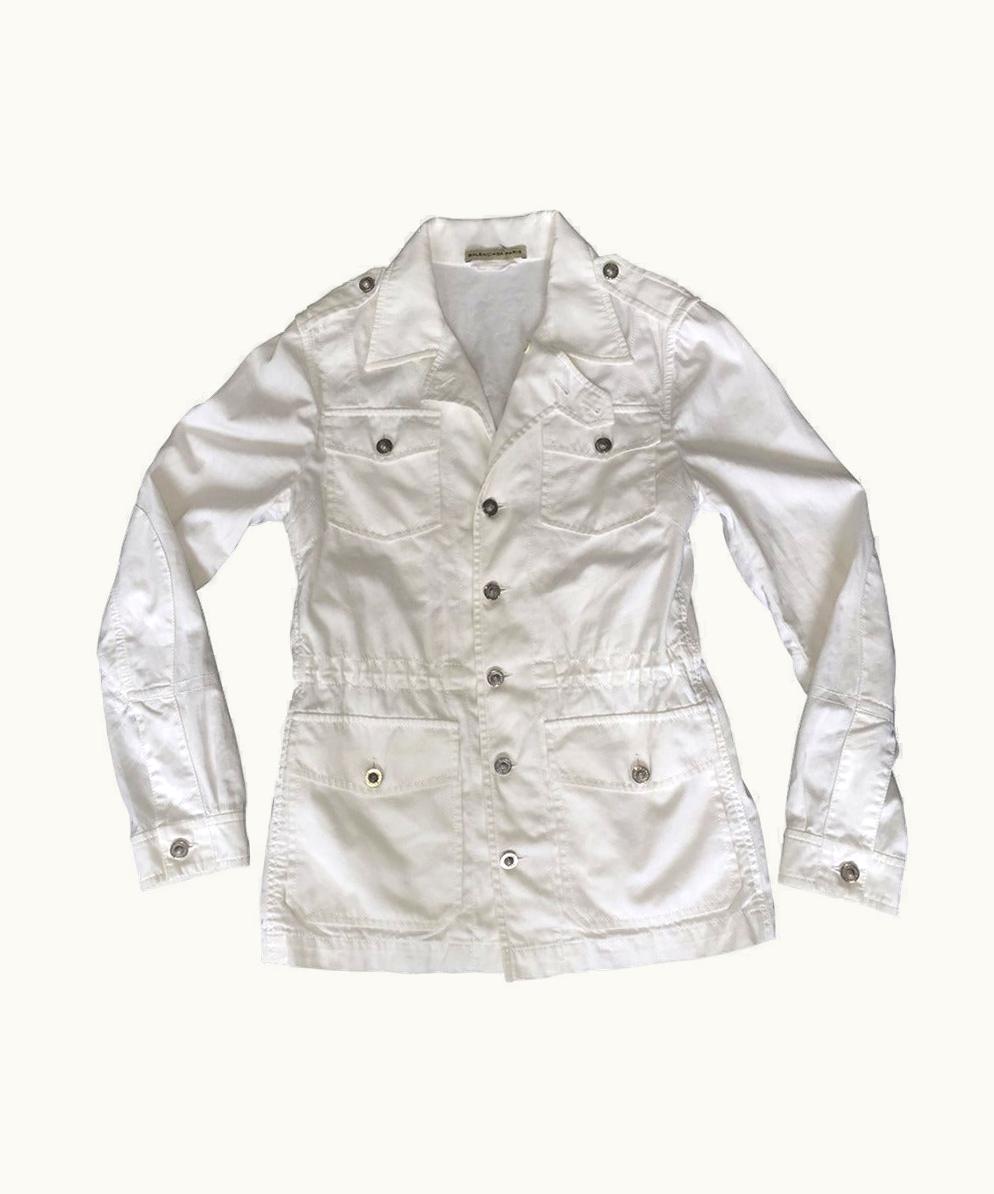 Balenciaga Men' Balenciaga By Nicolas Ghesquiere White Drawstring Safari Jacket