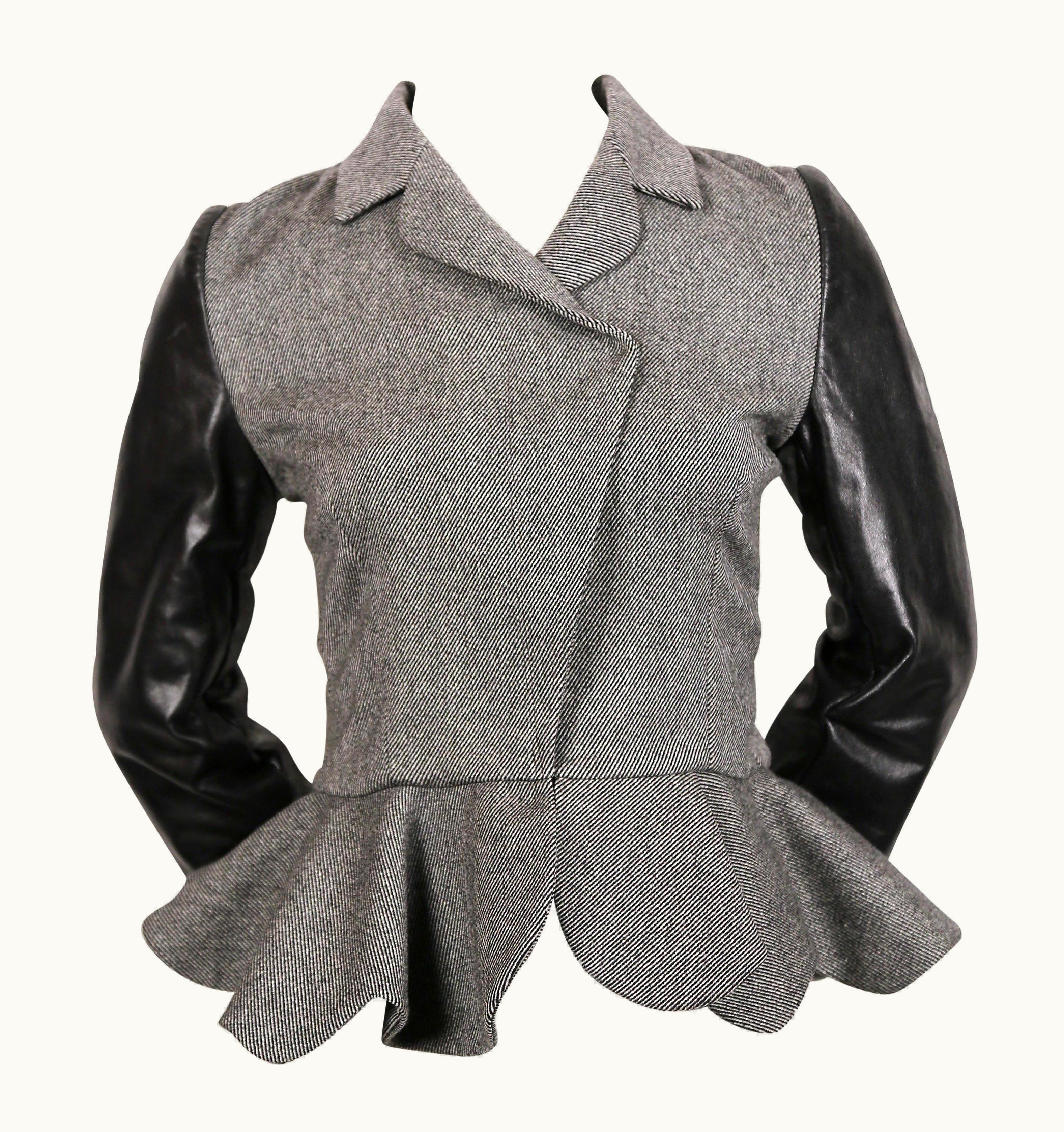 Balenciaga 2002 Nicolas Ghesquiere For Balenciaga Wool & Leather Runway Jacket