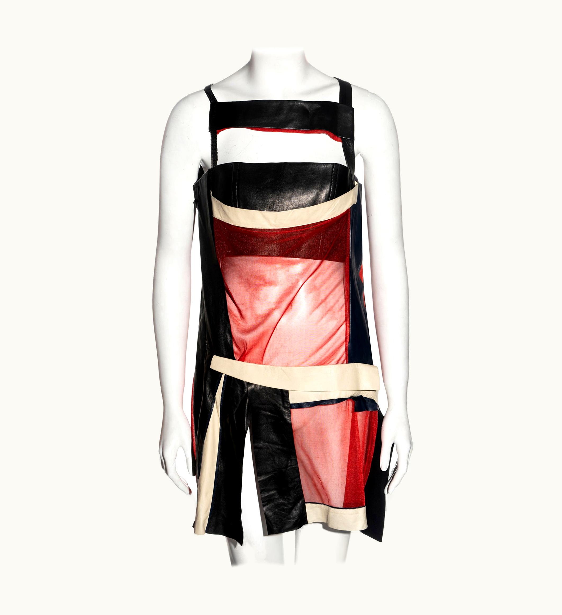 Balenciaga Balenciaga By Nicolas Ghesquière Black And Red Leather Mini Dress, S/S 2010
