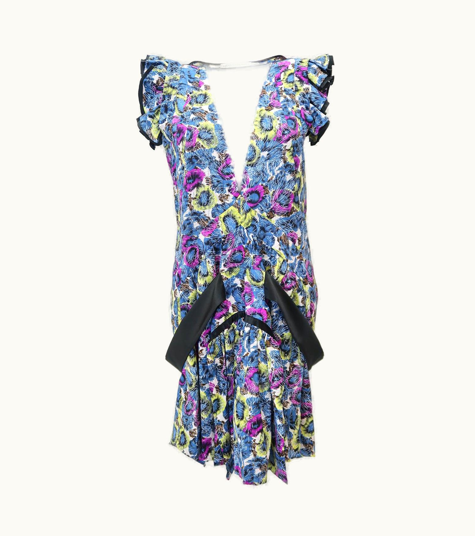 Balenciaga Balenciaga By Nicolas Ghesquière S/S-2008 Silk Ruffle Detail Flower Print Dress