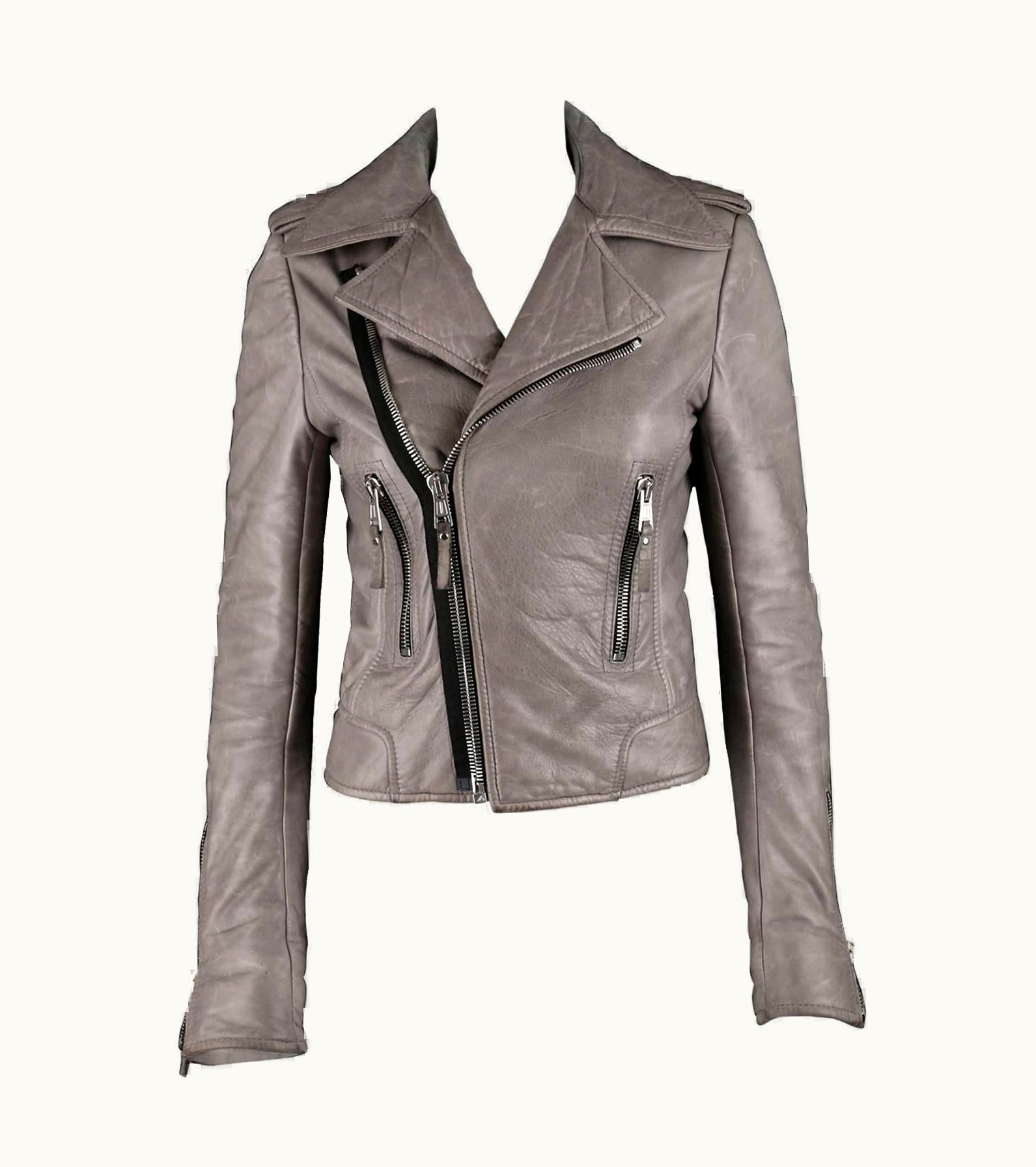 Balenciaga Balenciaga AW 2008 Gray Genuine Lambskin Leather Motorcycle Jacket