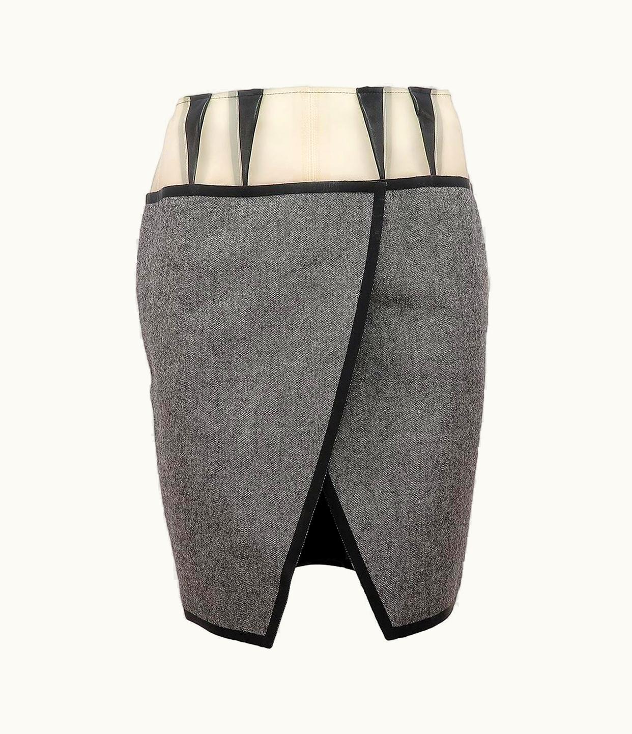 Balenciaga Balenciaga By Nicolas Ghesquière AW-2008 Wool, Latex & Leather Sci-Fi Skirt