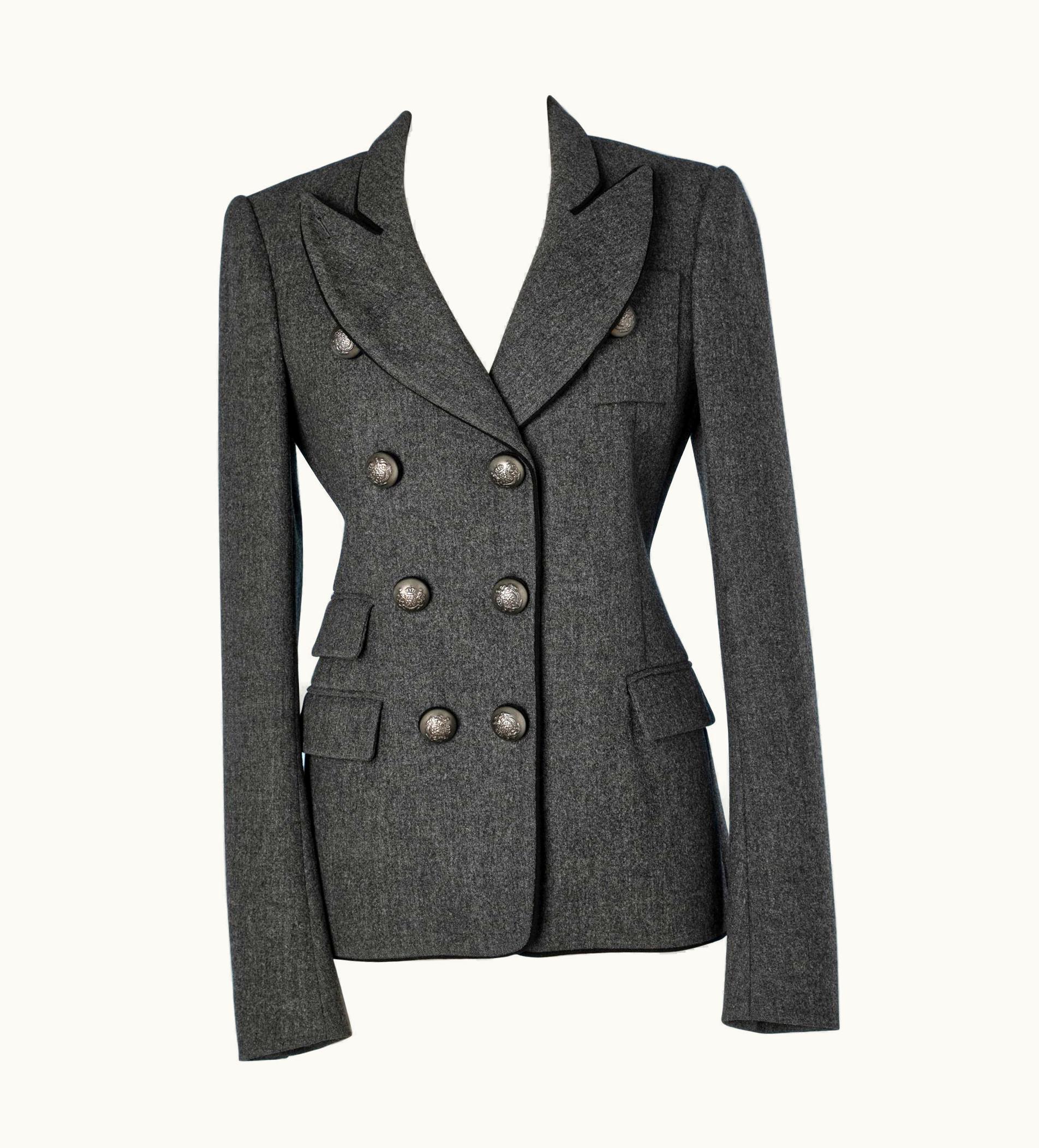 Balenciaga Double Breasted Grey Wool Blazer With Seal Buttons Balenciaga By N. Ghesquière