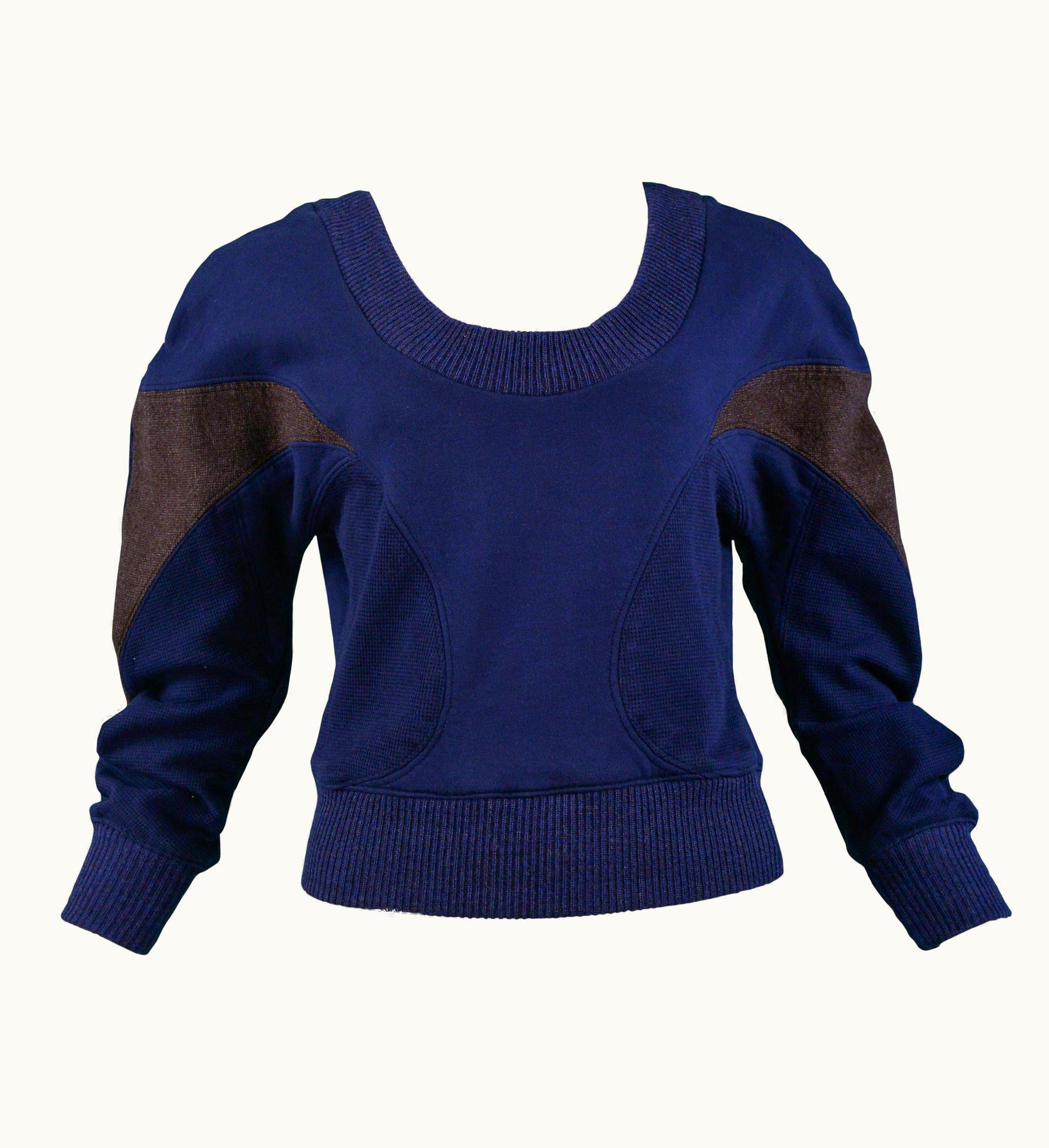 Balenciaga Balenciaga By Nicolas Ghesquiere Blue & Brown Inset Panel Sweatshirt 2003