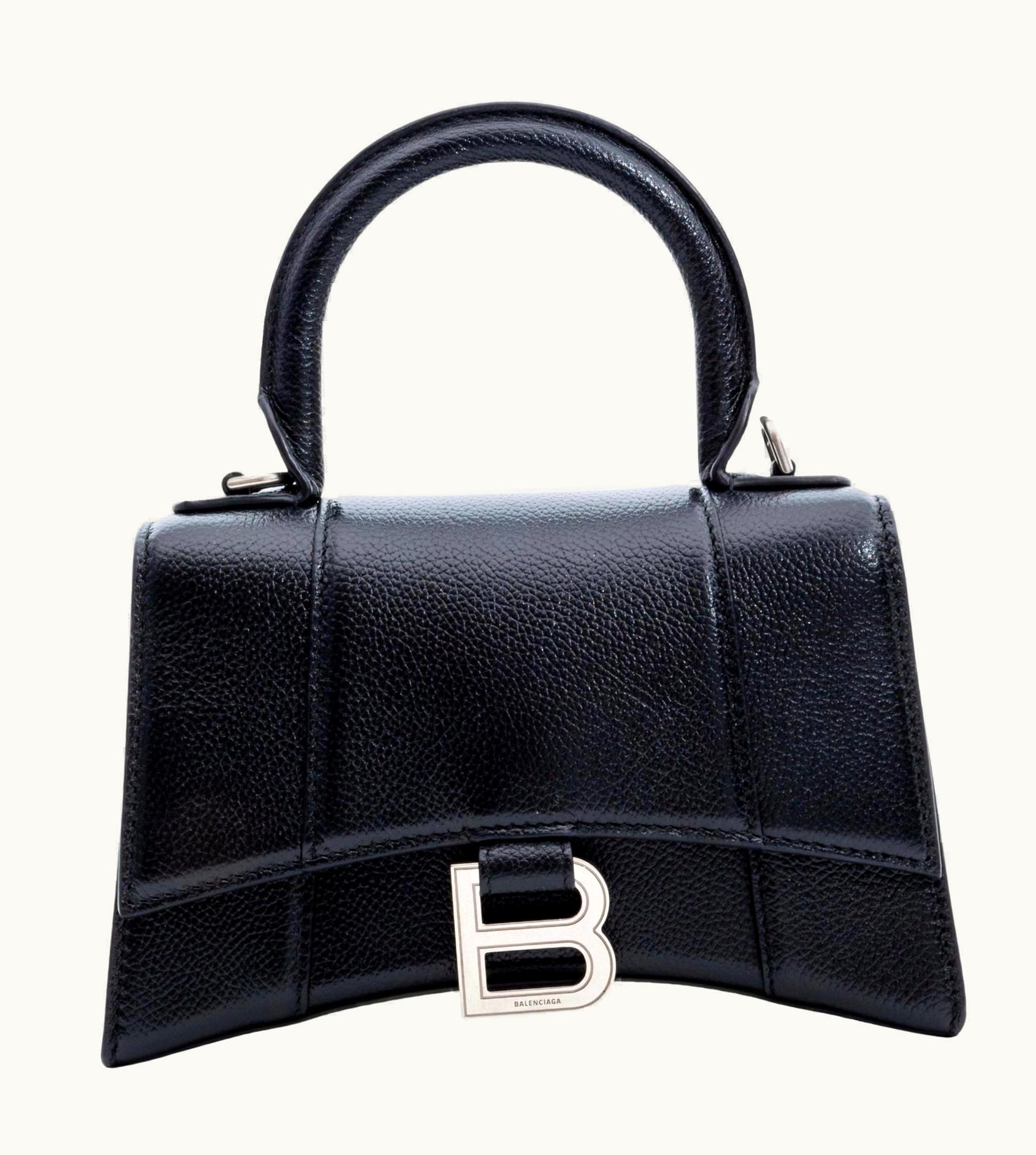 Balenciaga Balenciaga Black Grained Calfskin Leather Hourglass Bag