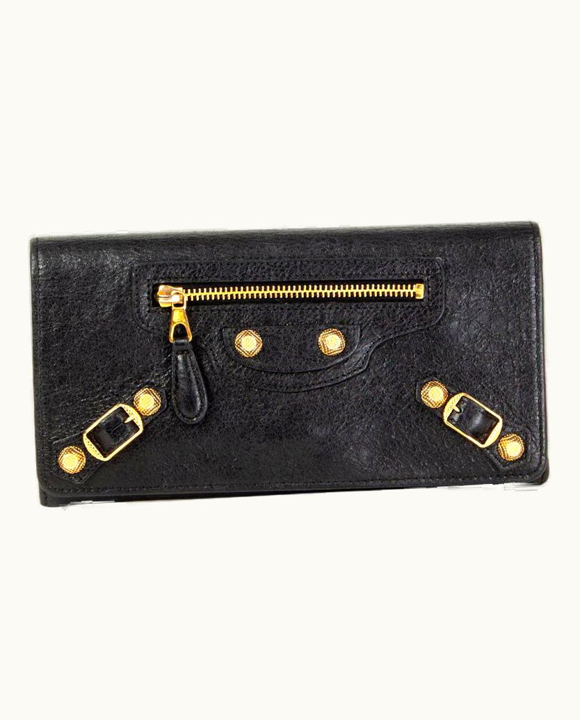 Balenciaga Balenciaga Black Distressed Leather Giant Money Continental Wallet