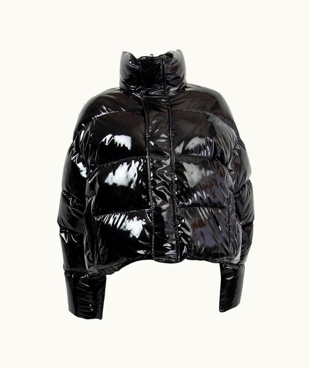 Balenciaga Balenciaga Black Polyester Cropped Shiny Puffer Down Jacket