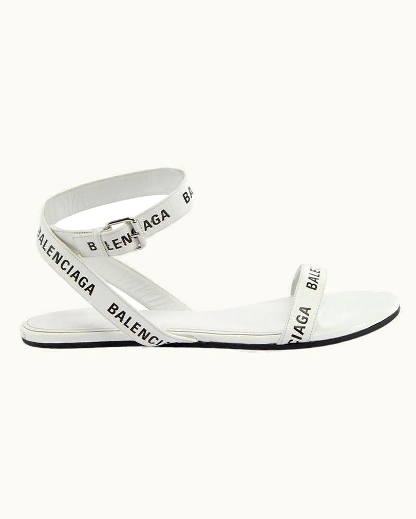Balenciaga Balenciaga Women' White Logo Strap Flat Sandals