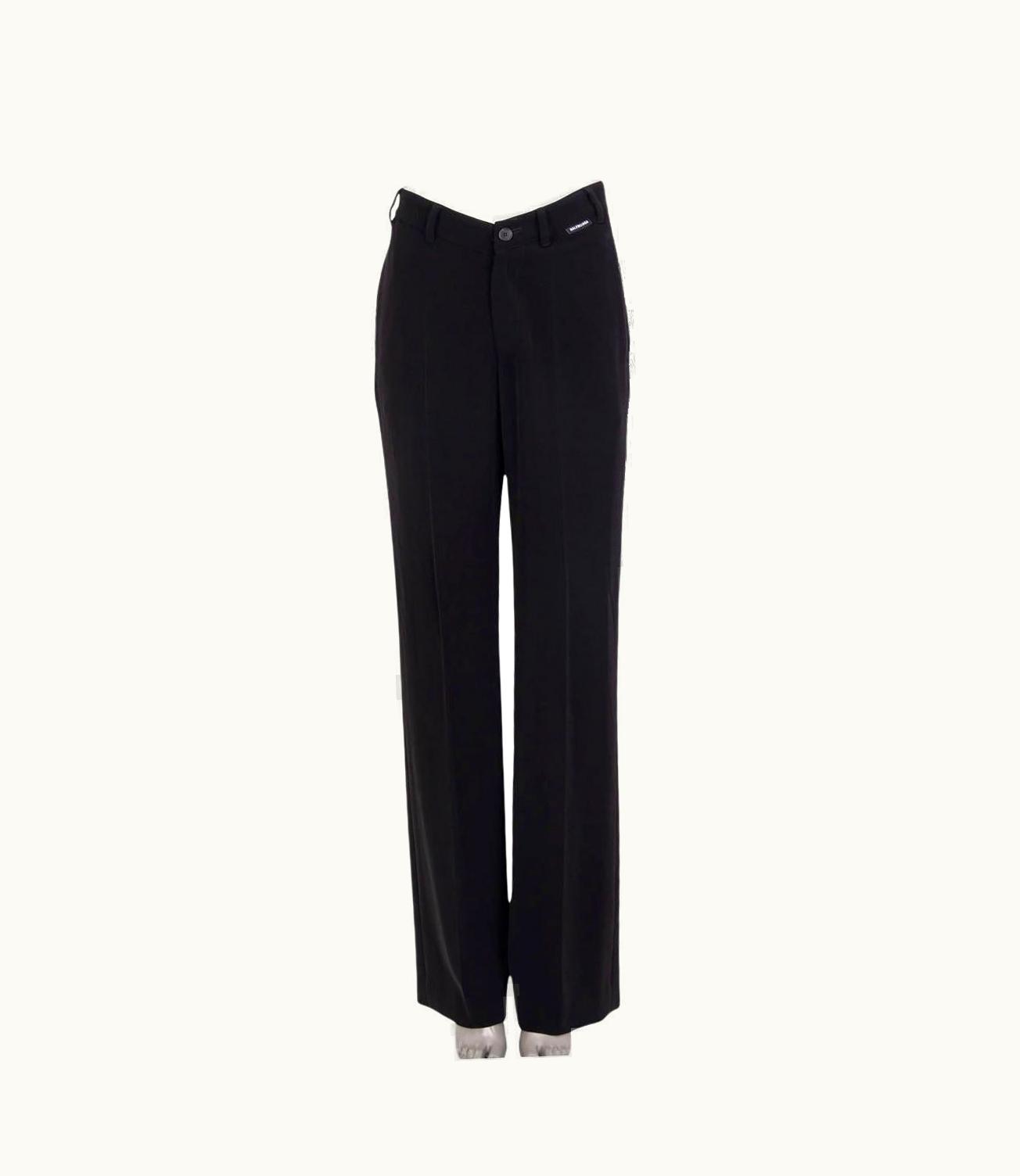 Balenciaga Balenciaga Black Polyester Creased Straight Pants