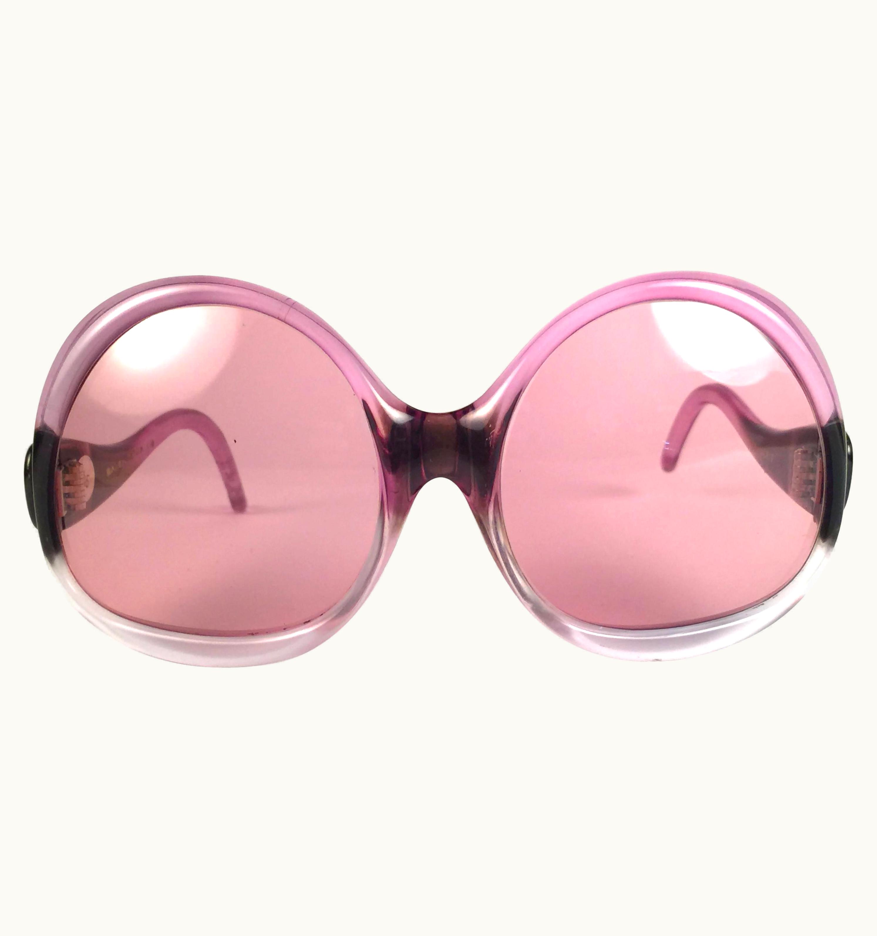 Balenciaga Vintage Balenciaga Clear & Magenta Sunglasses 1970'