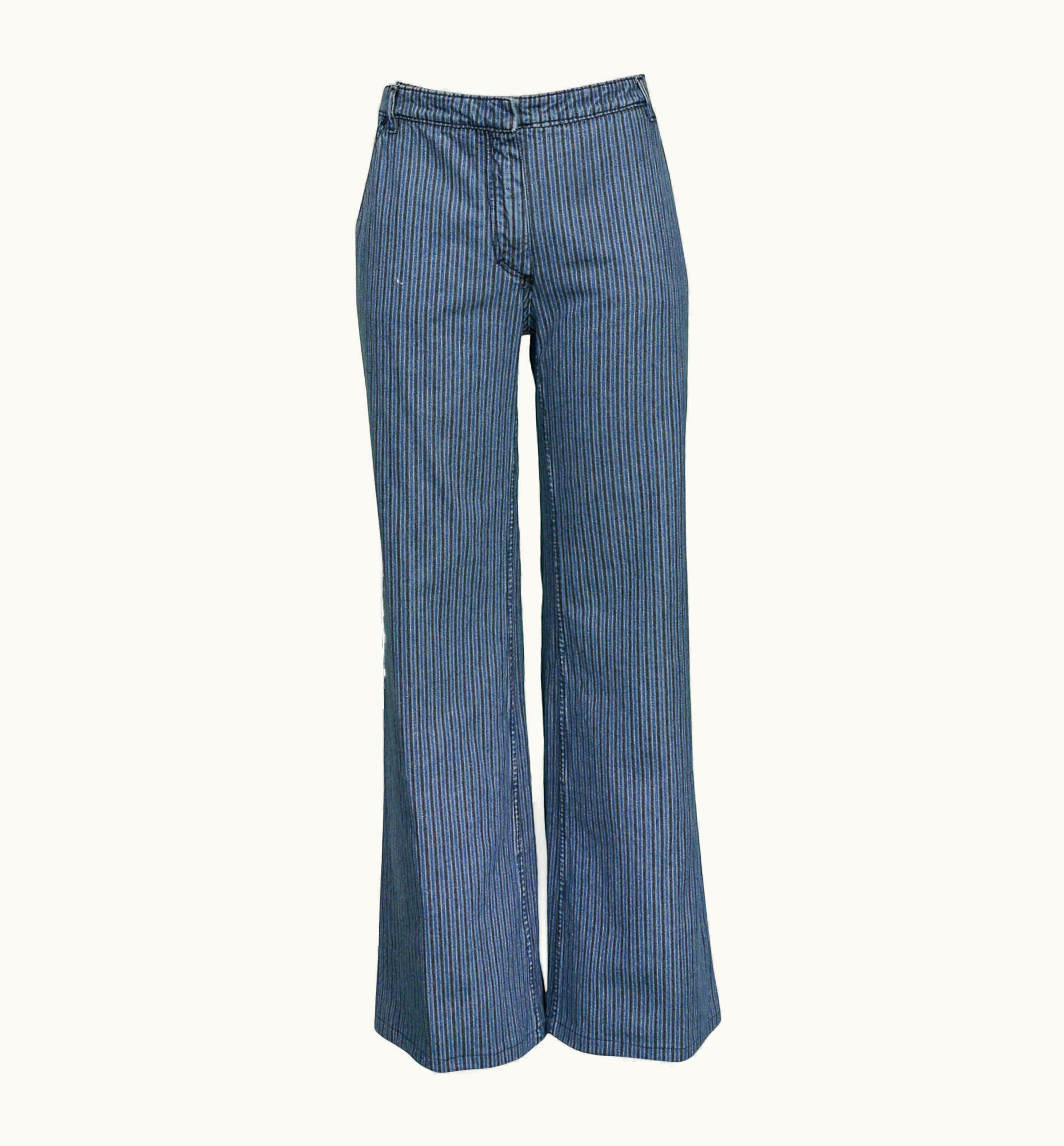 Balenciaga Balenciaga 2002 Blue & Black Denim Stripe Pants