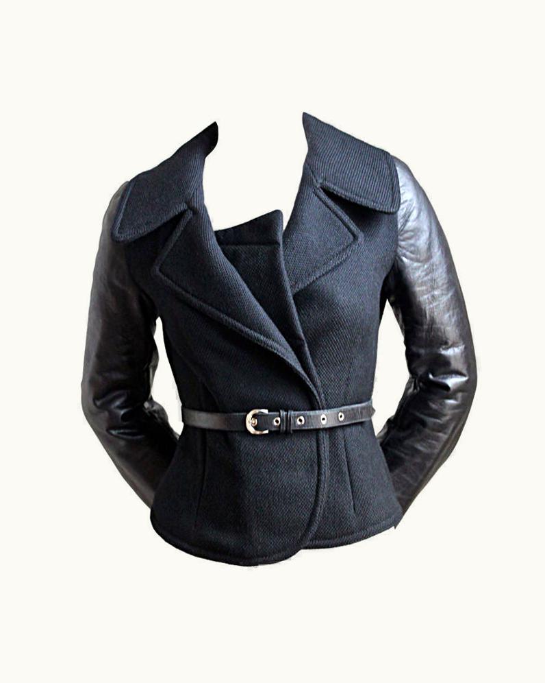 Balenciaga Balenciaga 2002 Black Coat With Goat Leather Sleeves