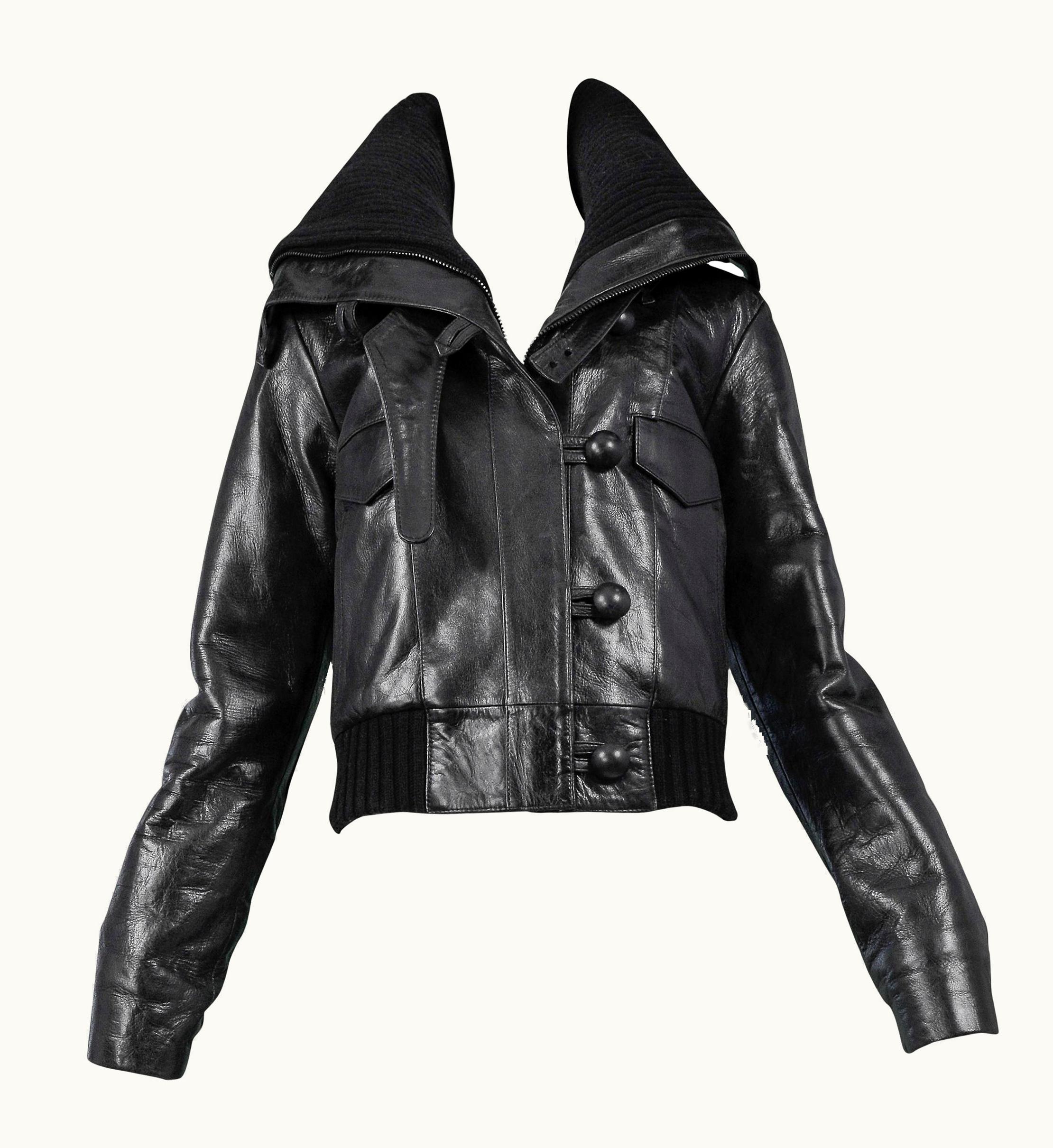 Balenciaga Balenciaga By Nicolas Ghesquiere Black Leather Moto Runway Jacket 2002