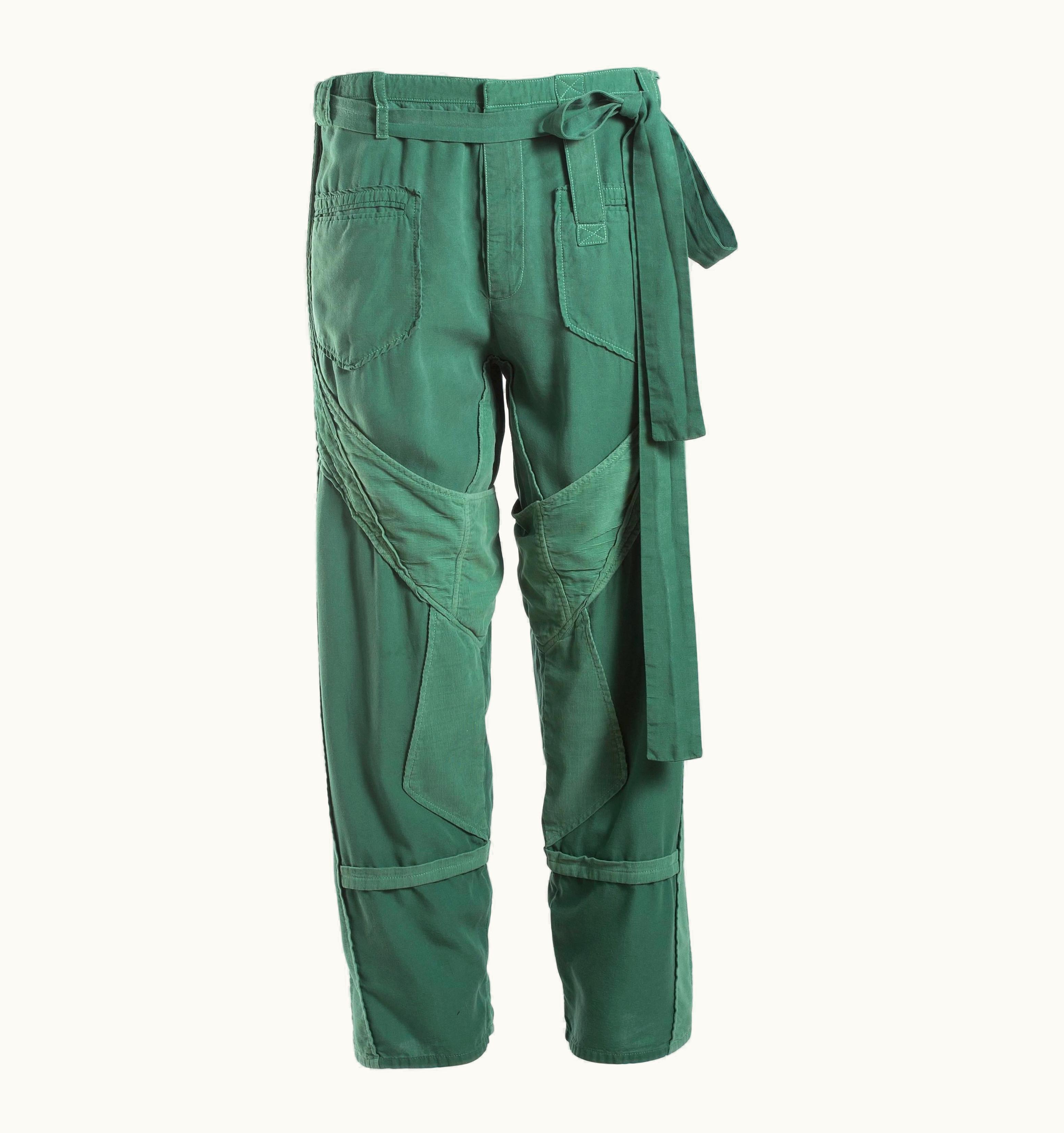 Balenciaga Balenciaga Nicolas Ghesquière Green Cotton And Corduroy Cargo Pants, S/S 2002