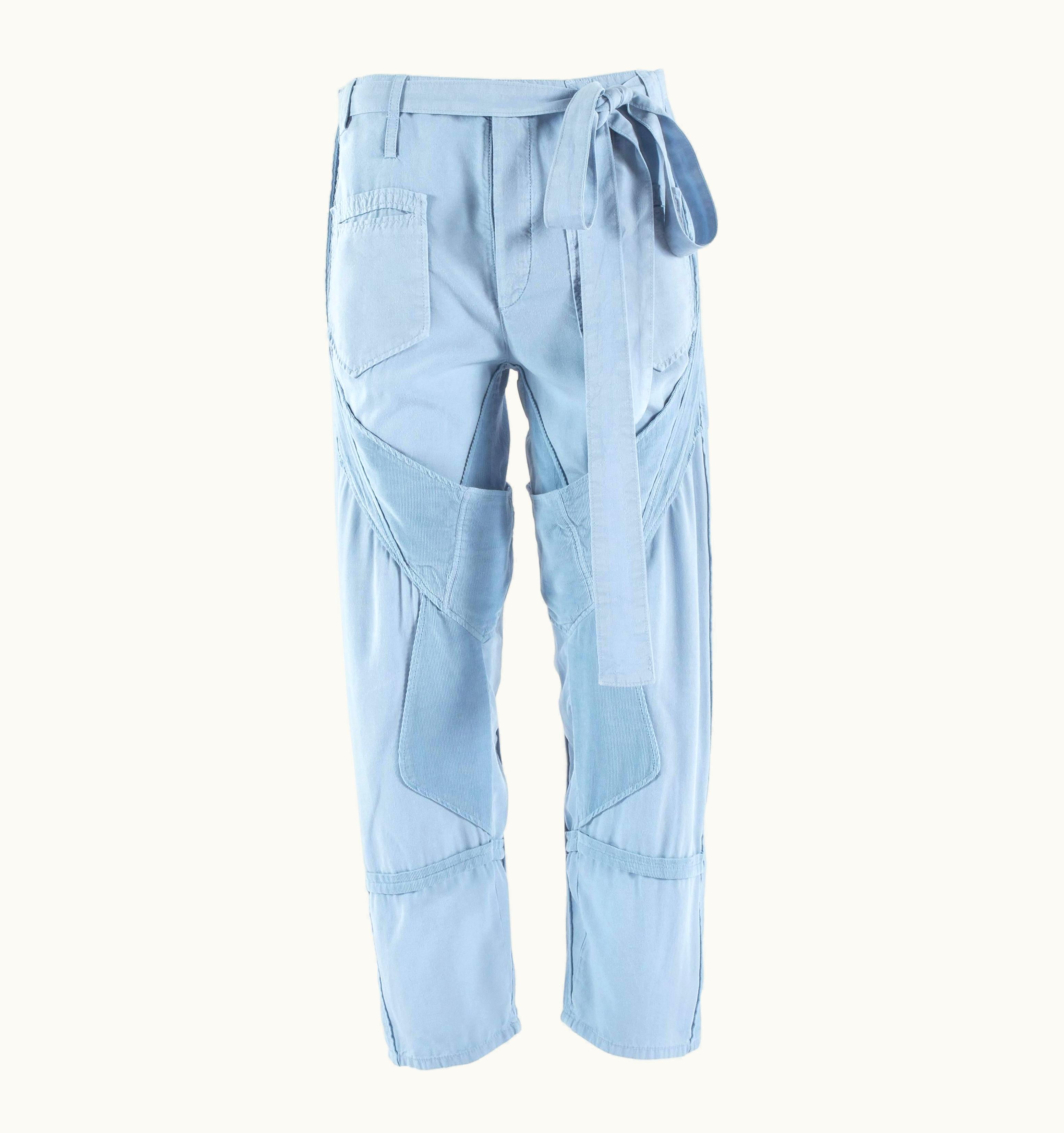 Balenciaga Balenciaga By Nicolas Ghesquière Blue Cotton And Corduroy Cargo Pants, S/S 2002 UZ0589121