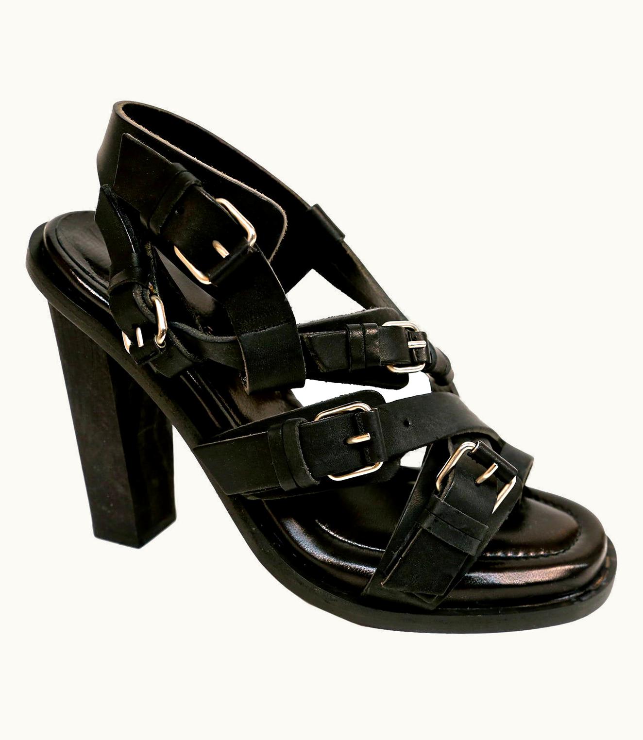 Balenciaga 2003 Nicolas GhesquieÃÄre For Balenciaga Black Leather Sandals 38 Unworn