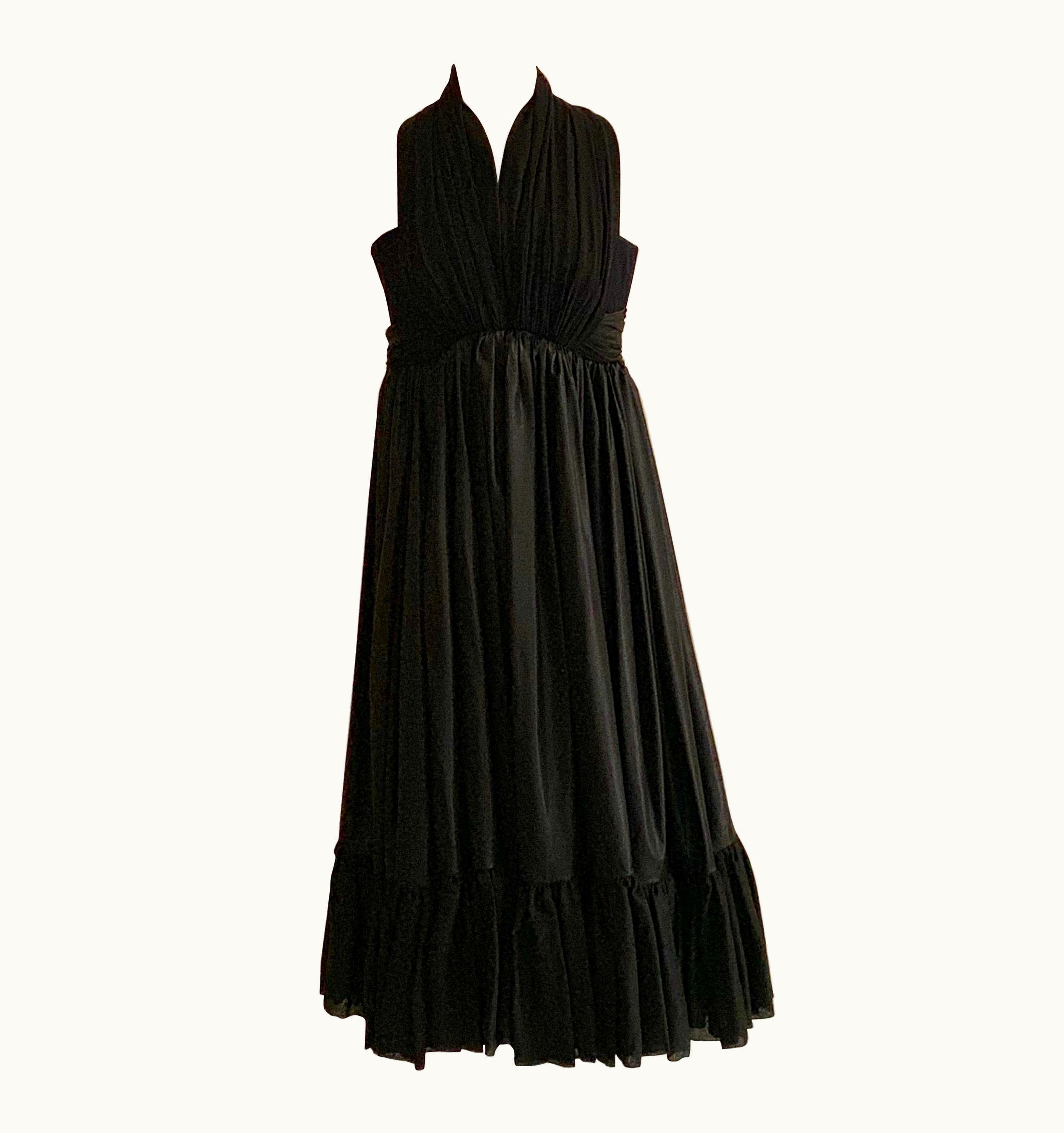 Balenciaga Balenciaga 2004 Black Ruffle Bottom Corset Top Halter Dress