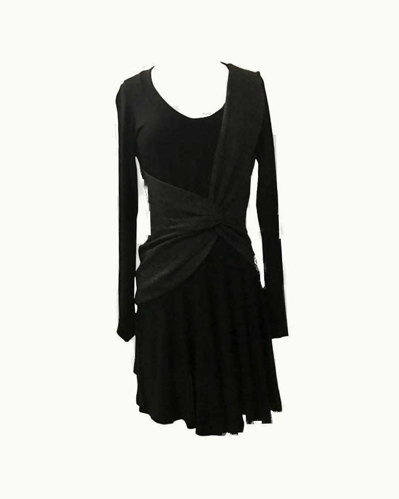 Balenciaga Balenciaga 2004 Ballet Warm Up Inspired Black Jersey Long Sleeve Faux Wrap Dress