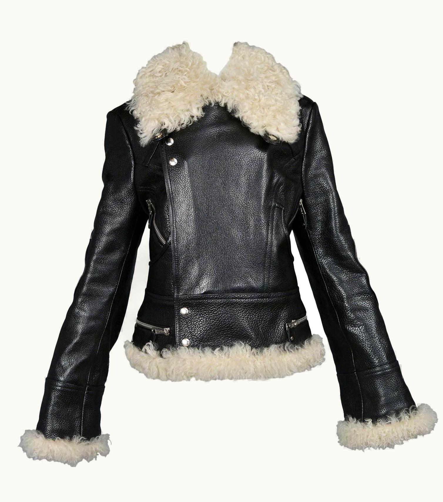 Balenciaga Balenciaga Leather And Goat Fur Motorcycle Jacket, A S/S W 2004