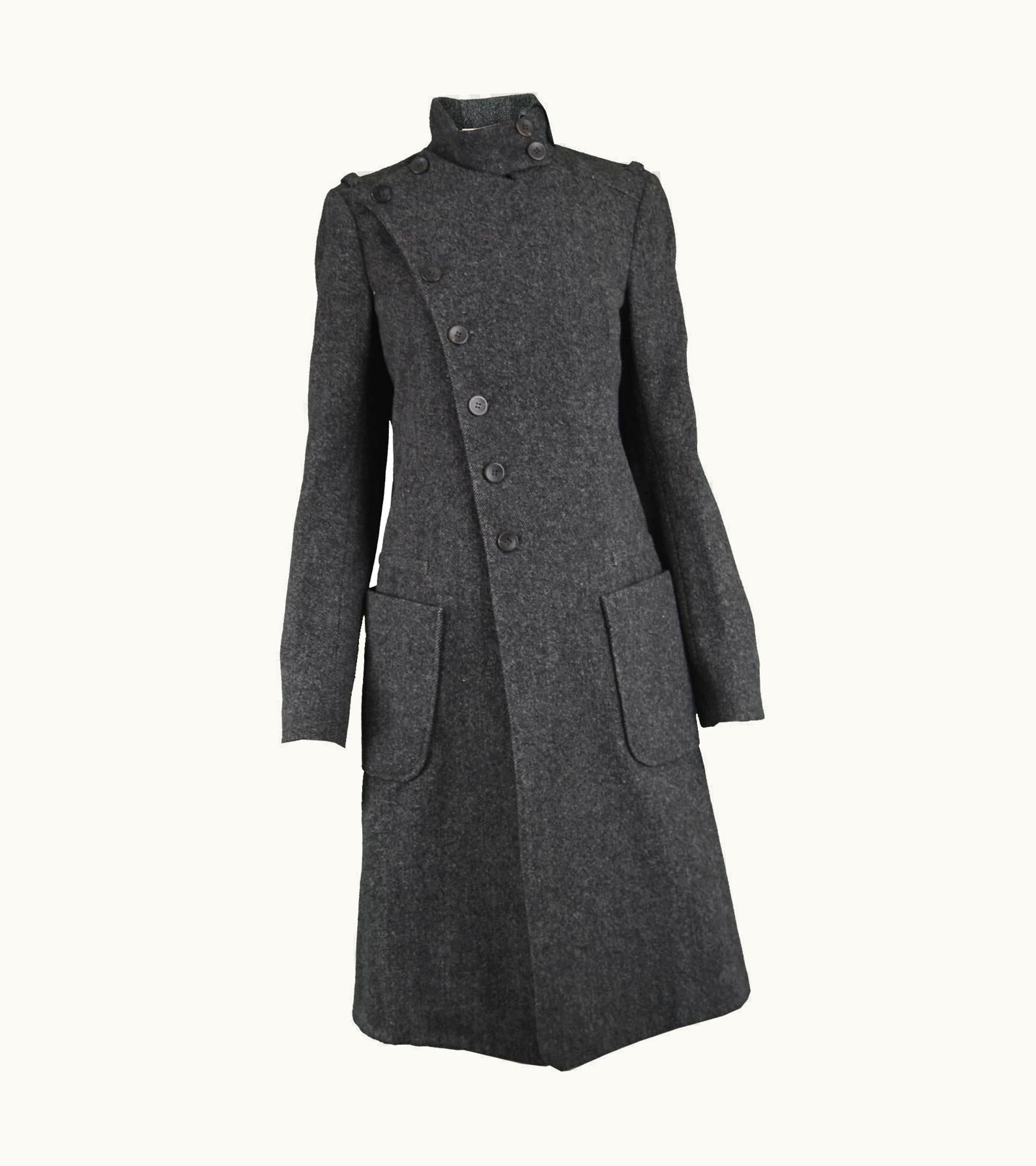 Balenciaga Balenciaga Nicolas Ghesquiere Gray Wool And Cashmere Military Style Coat 2005