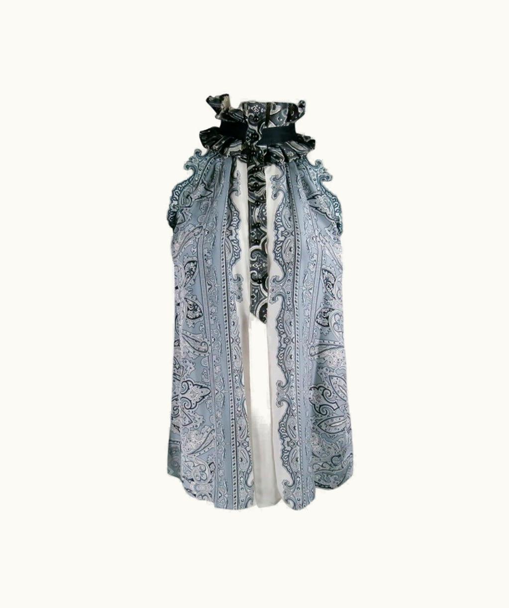 Balenciaga Balenciaga Silver Paisley Silk Dress Top S/S Spring 2006