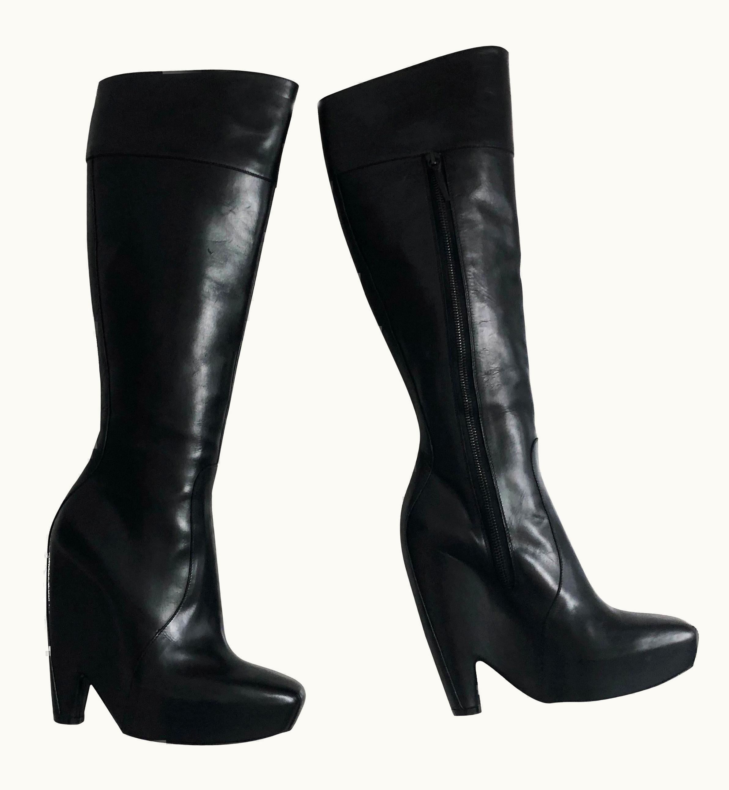 Balenciaga Balenciaga Black Leather Platform Boots Nicolas Ghesquière 2006