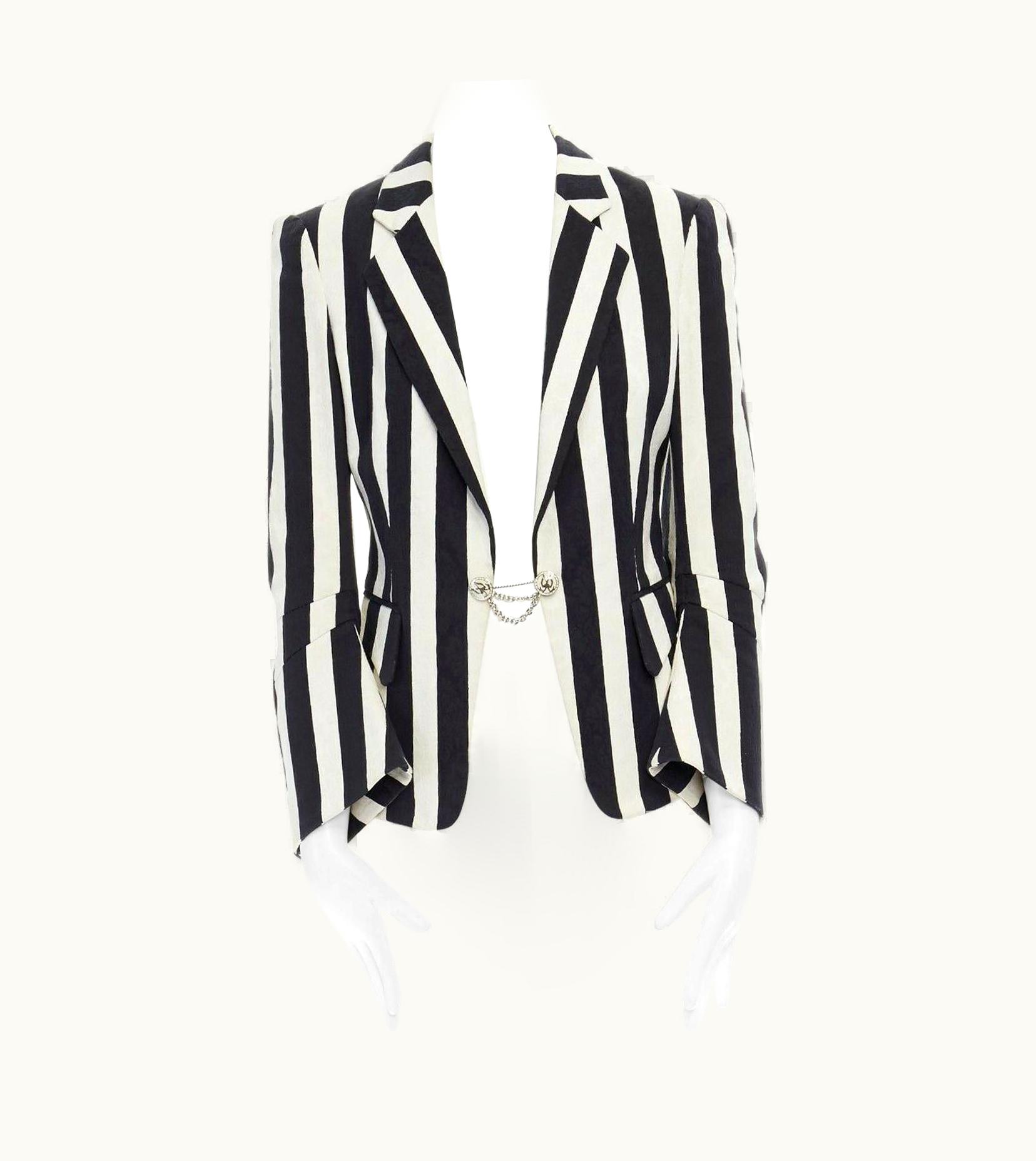 Balenciaga Runway Balenciaga Ghesquiere S/S Black White Brocade Blazer Jacket