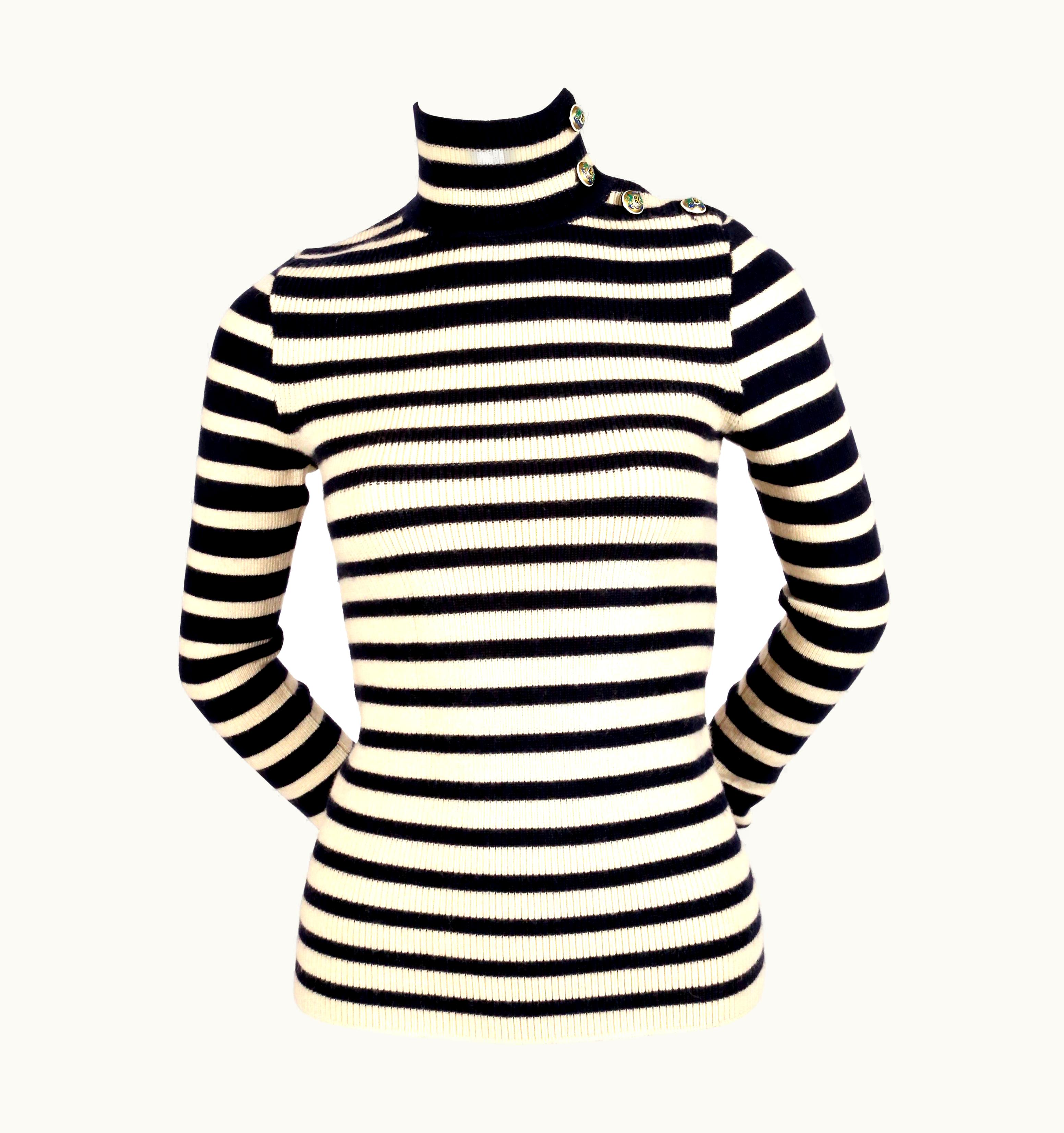 Balenciaga 2007 Balenciaga By Nicolas Ghesquiere Striped Runway Turtleneck Sweater