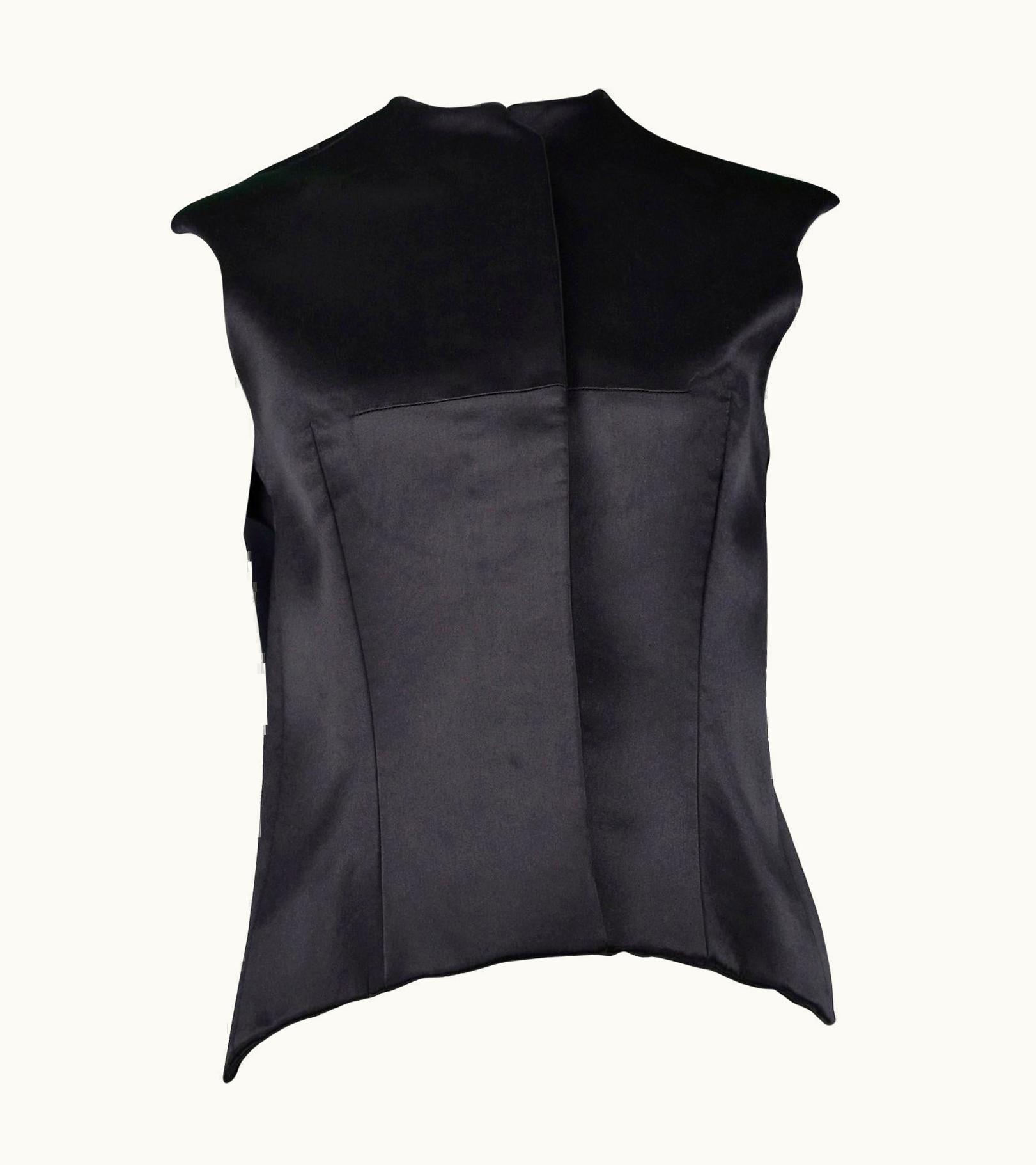 Balenciaga Vintage Balenciaga Black Silk Satin Neoprene Vest 2008