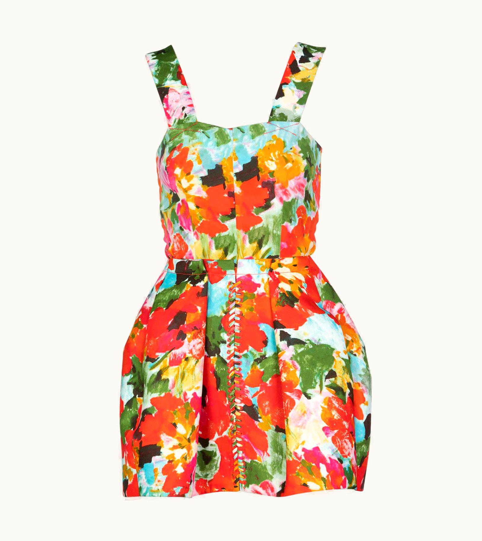 Balenciaga Balenciaga Sculpted Floral Print Mini Dress Runway 2008