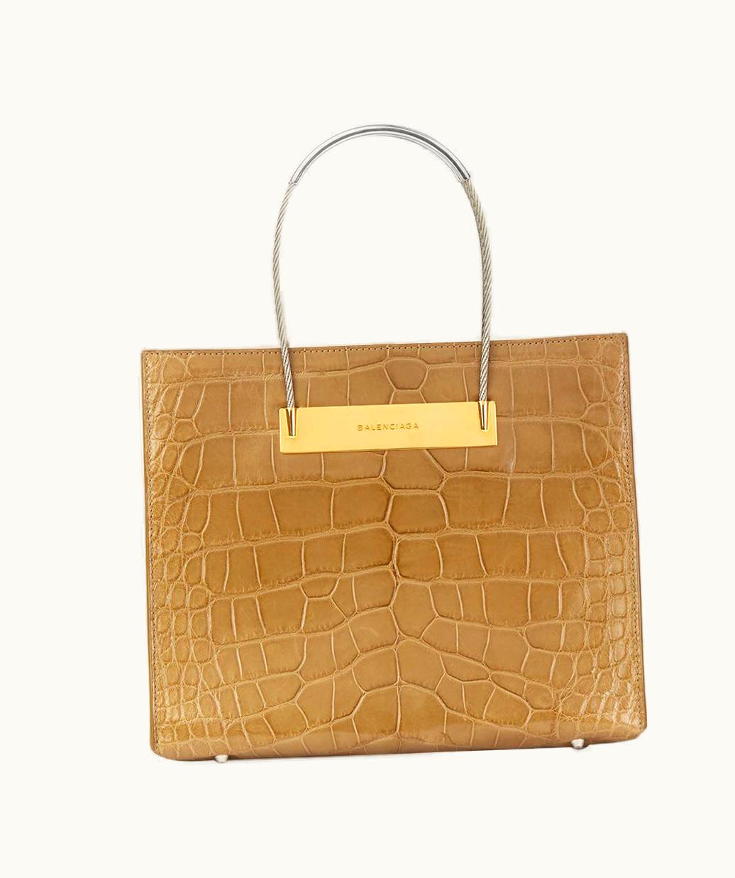 Balenciaga 2010 Balenciaga Olive Green Alligator Leather Small Cable Shopper