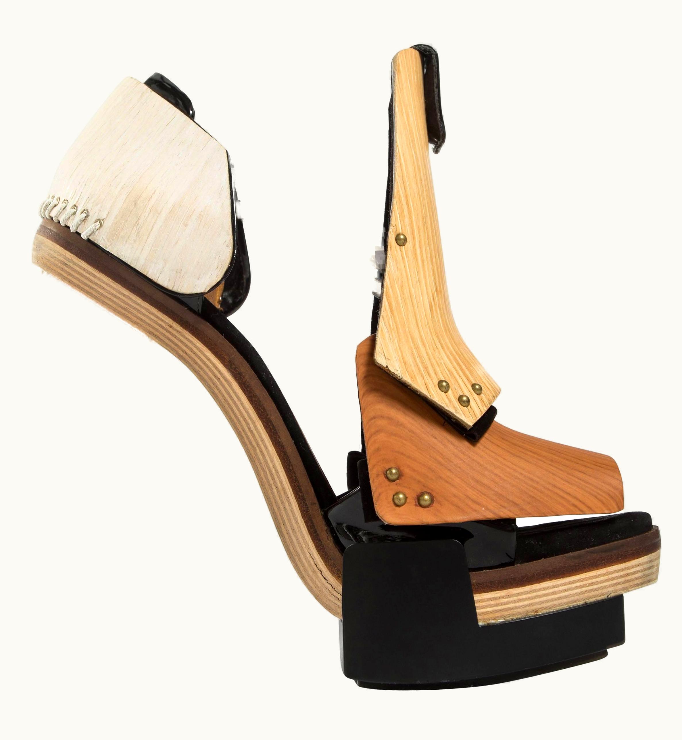 Balenciaga Balenciaga By Nicolas Ghesquière Mixed Media Wooden Block Heels, AW 2010 UZ0589204