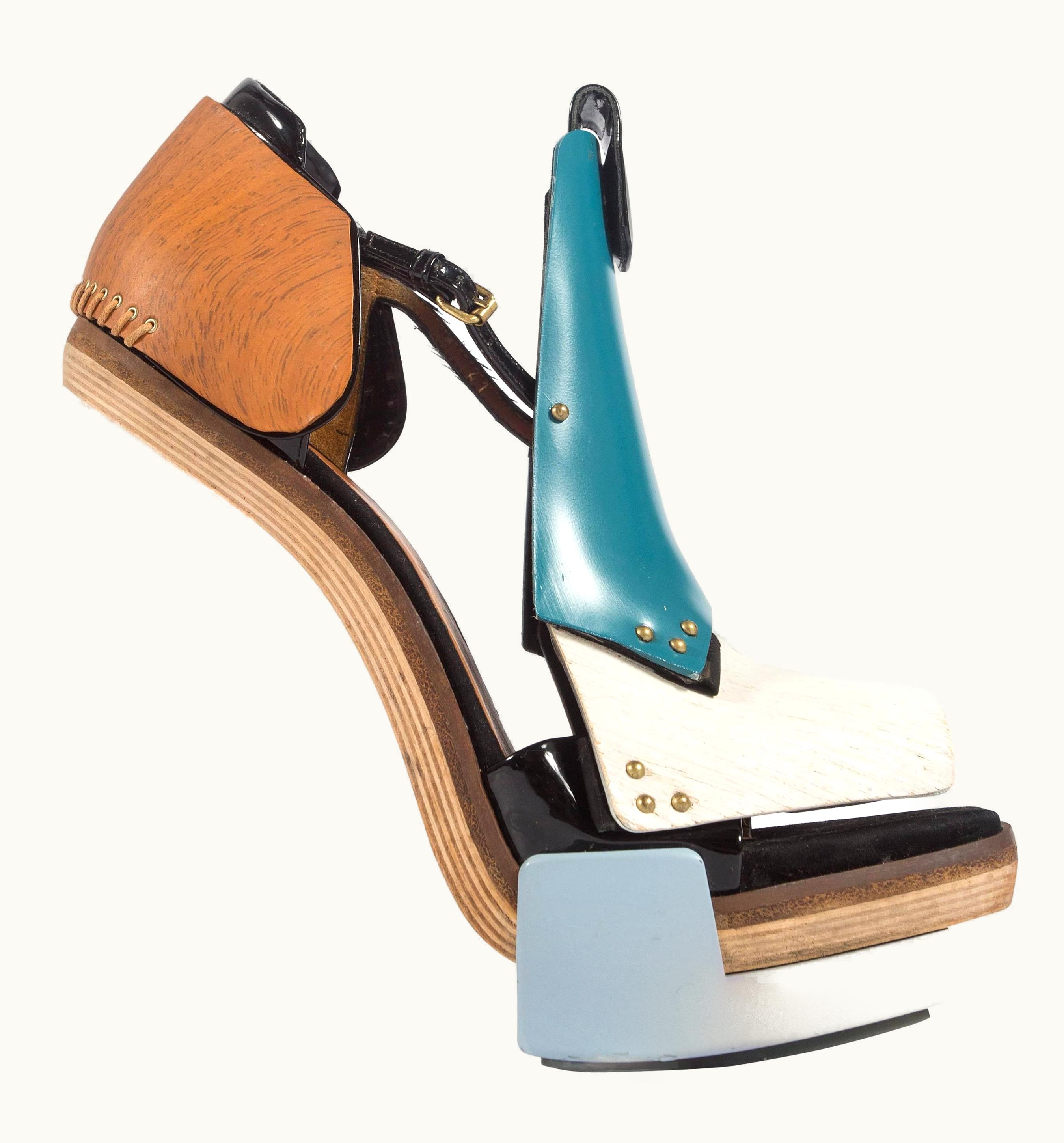Balenciaga Balenciaga By Nicolas Ghesquière Mixed Media Wooden Block Heels, AW 2010 UZ0589207