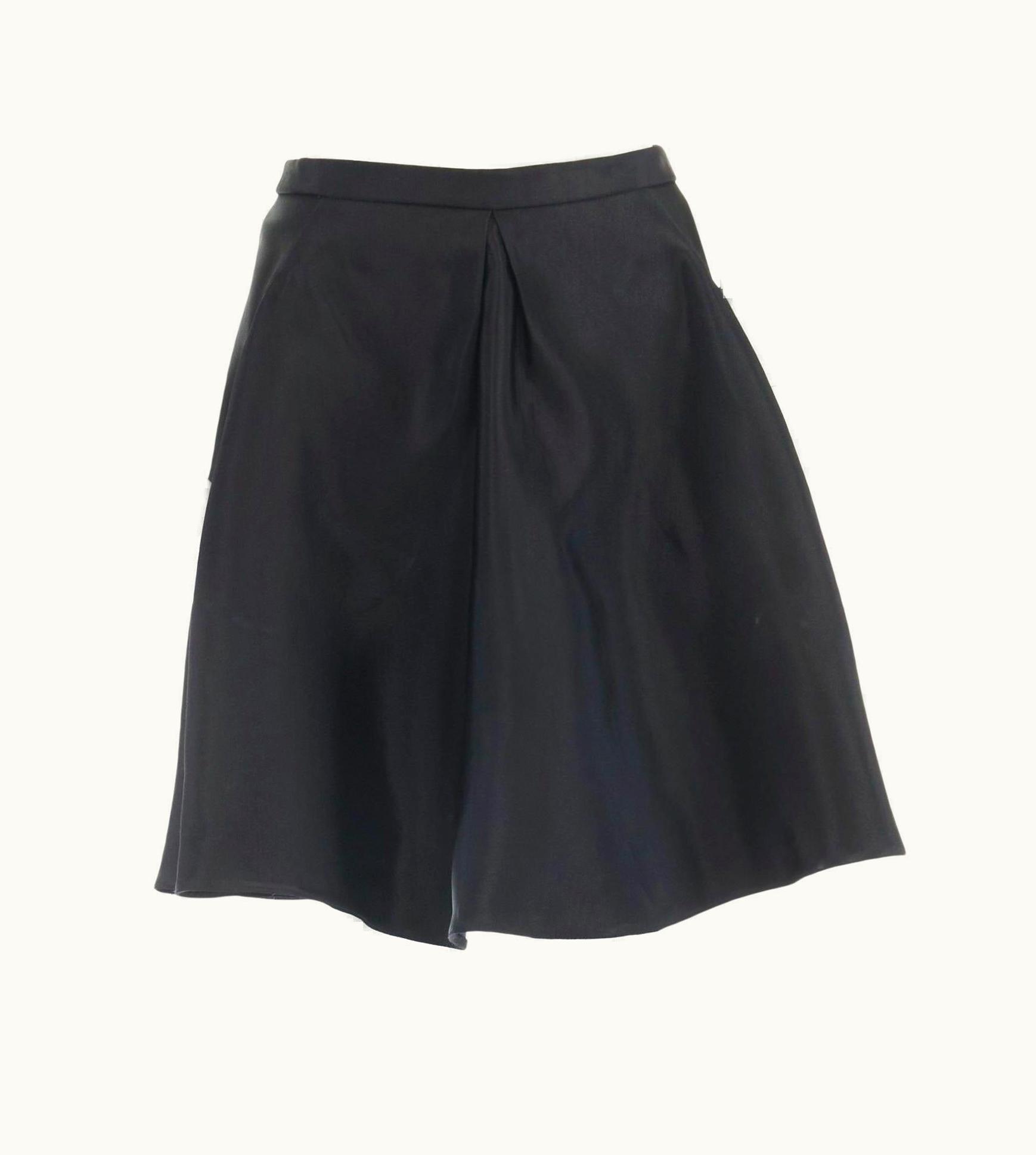 Balenciaga Balenciaga 2011 Black Silk Blend Flared Navy Blue Lined Flared Front Skirt UZ0589213
