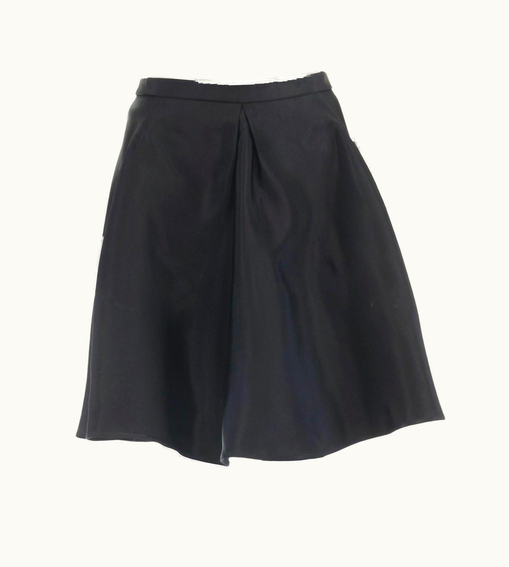 Balenciaga Balenciaga 2011 Black Silk Blend Flared Navy Blue Lined Flared Front Skirt UZ0589214