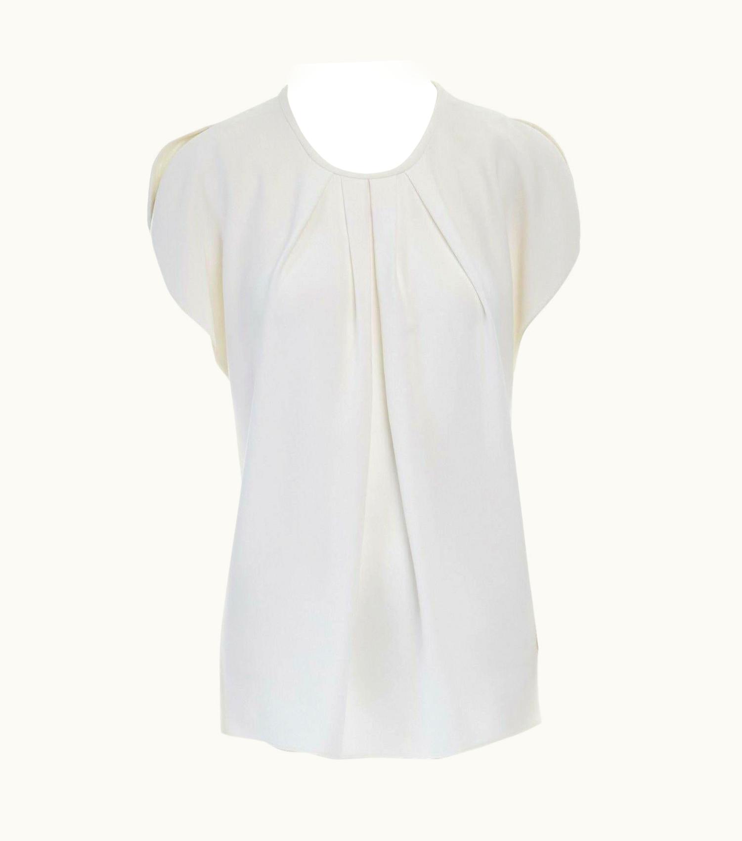 Balenciaga Balenciaga 2012 White Crepe Rounded Sleeves Blouse Top