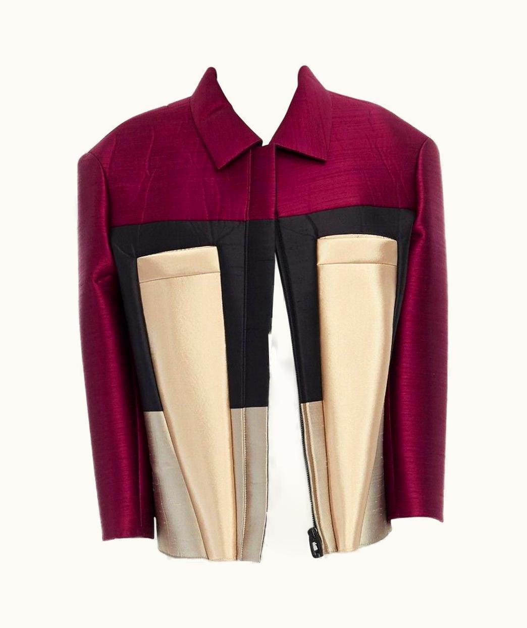 Balenciaga Runway Balenciaga Ghesquiere S/S Pink Color Block Silk Padded Jacket Coat UZ0589234