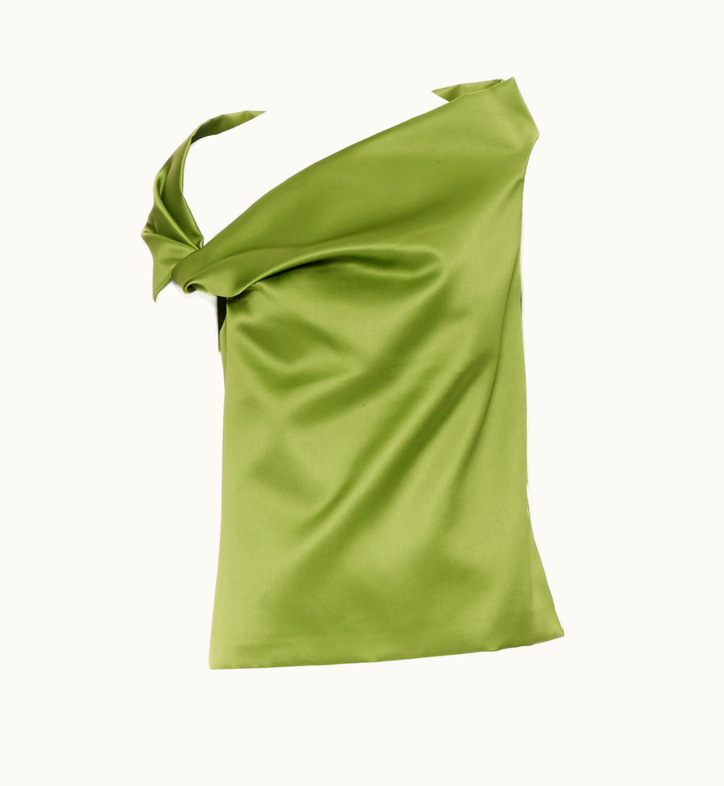 Balenciaga Balenciaga 2016 Rich Emerald Green Gathered Asymmetric Off Shoulder Top