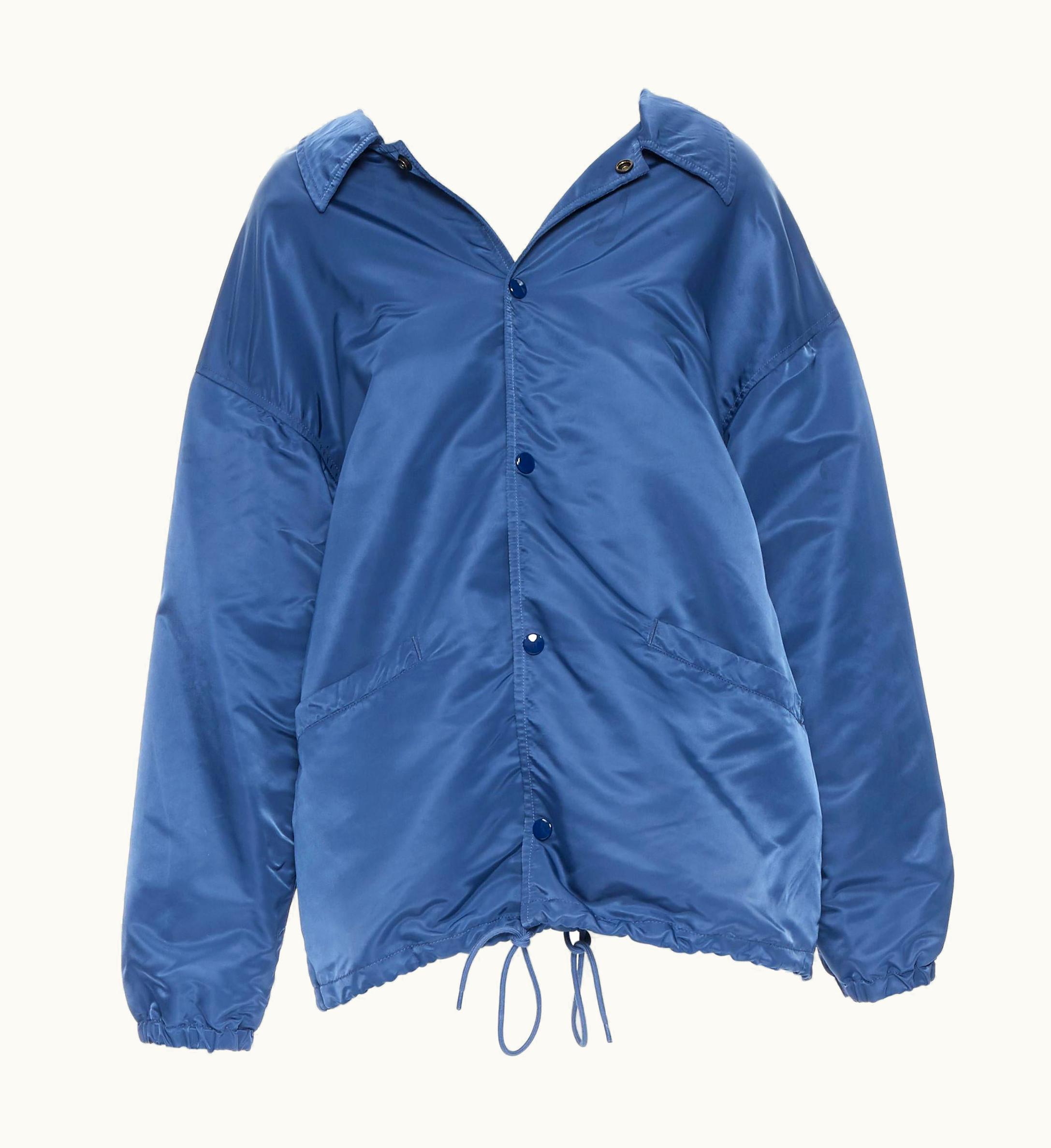 Balenciaga Balenciaga 2016 Navy Blue Nylon Off Shoulder Oversized Bomber Shell Jacket