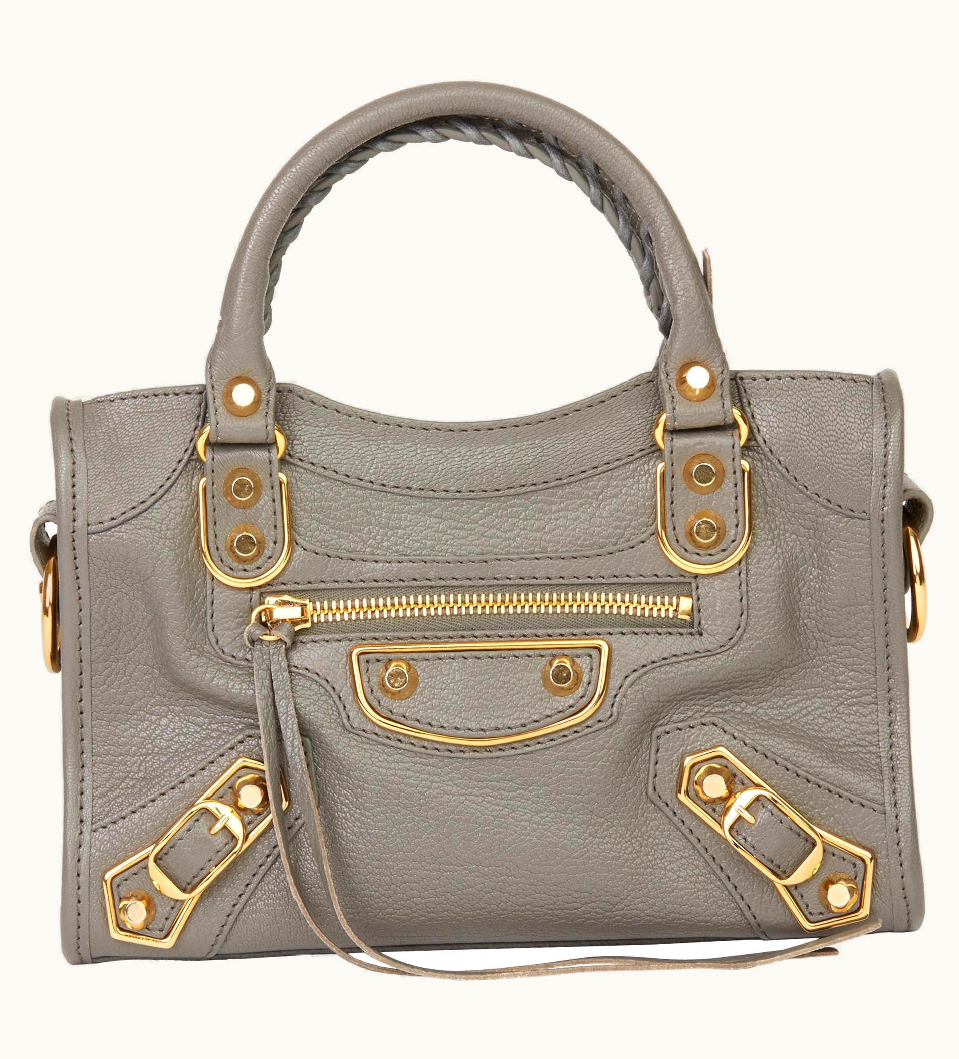 Balenciaga 2017 Balenciaga Gris Acier Chevre Goatskin Leather Mini City UZ0589282