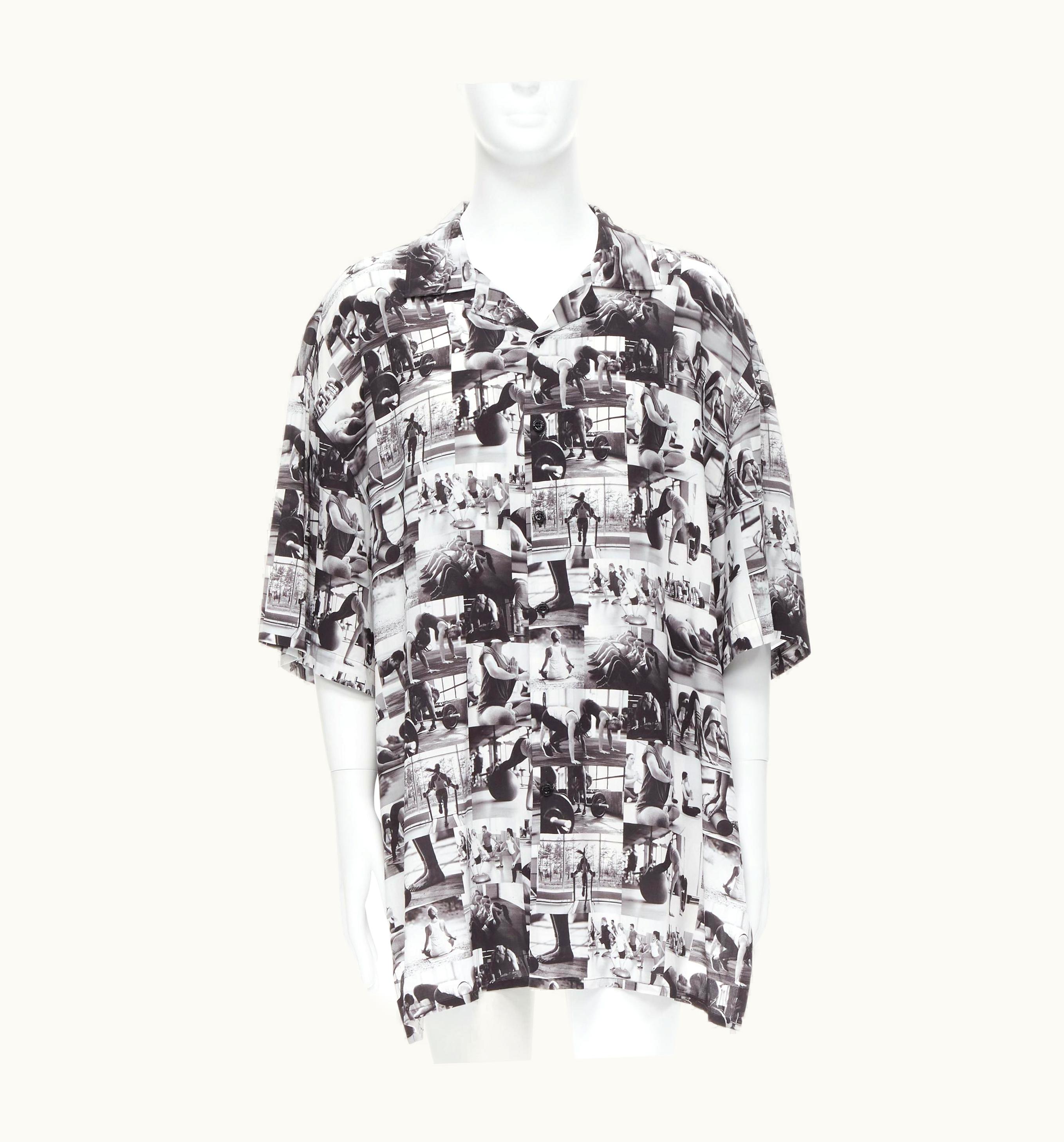 Balenciaga Balenciaga 2018 Black White Yoga Photographic Print Oversized Shirt