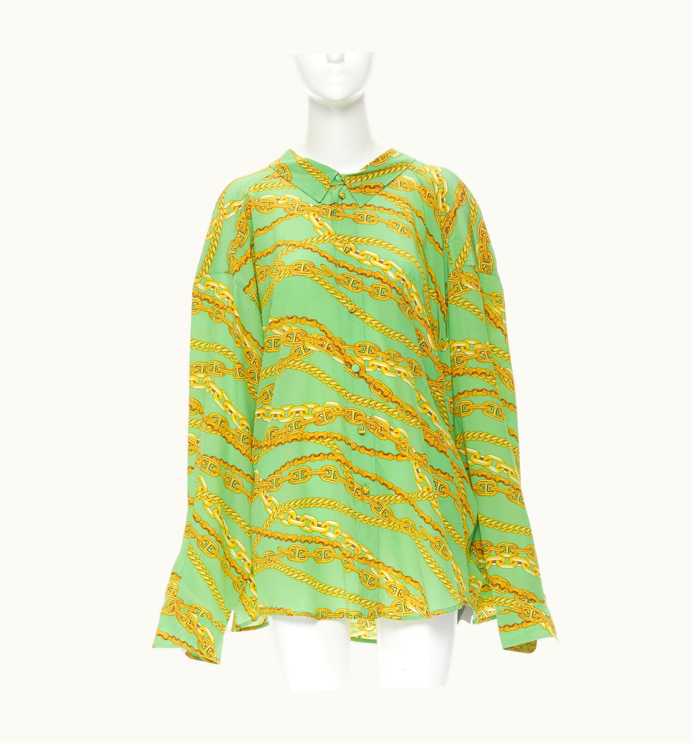 Balenciaga Balenciaga 2018 Runway Green Gold Chain Draped Back Shirt